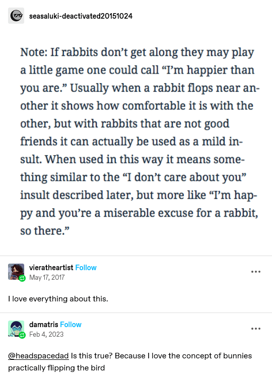 Reading the passive-aggressive body language of rabbits