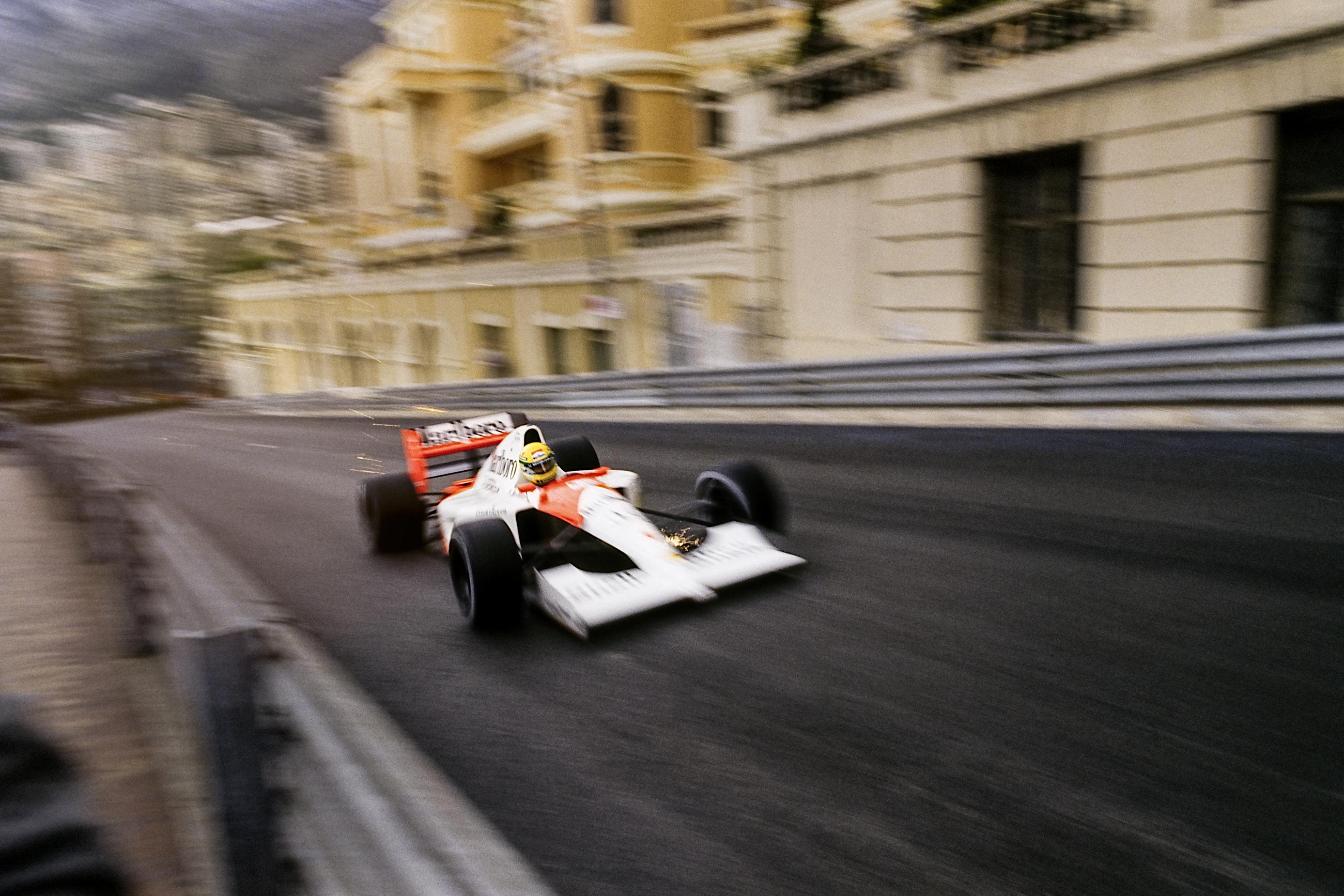 Celebrating Ayrton Senna and the iconic McLaren Honda MP4-6 at Monaco 1991