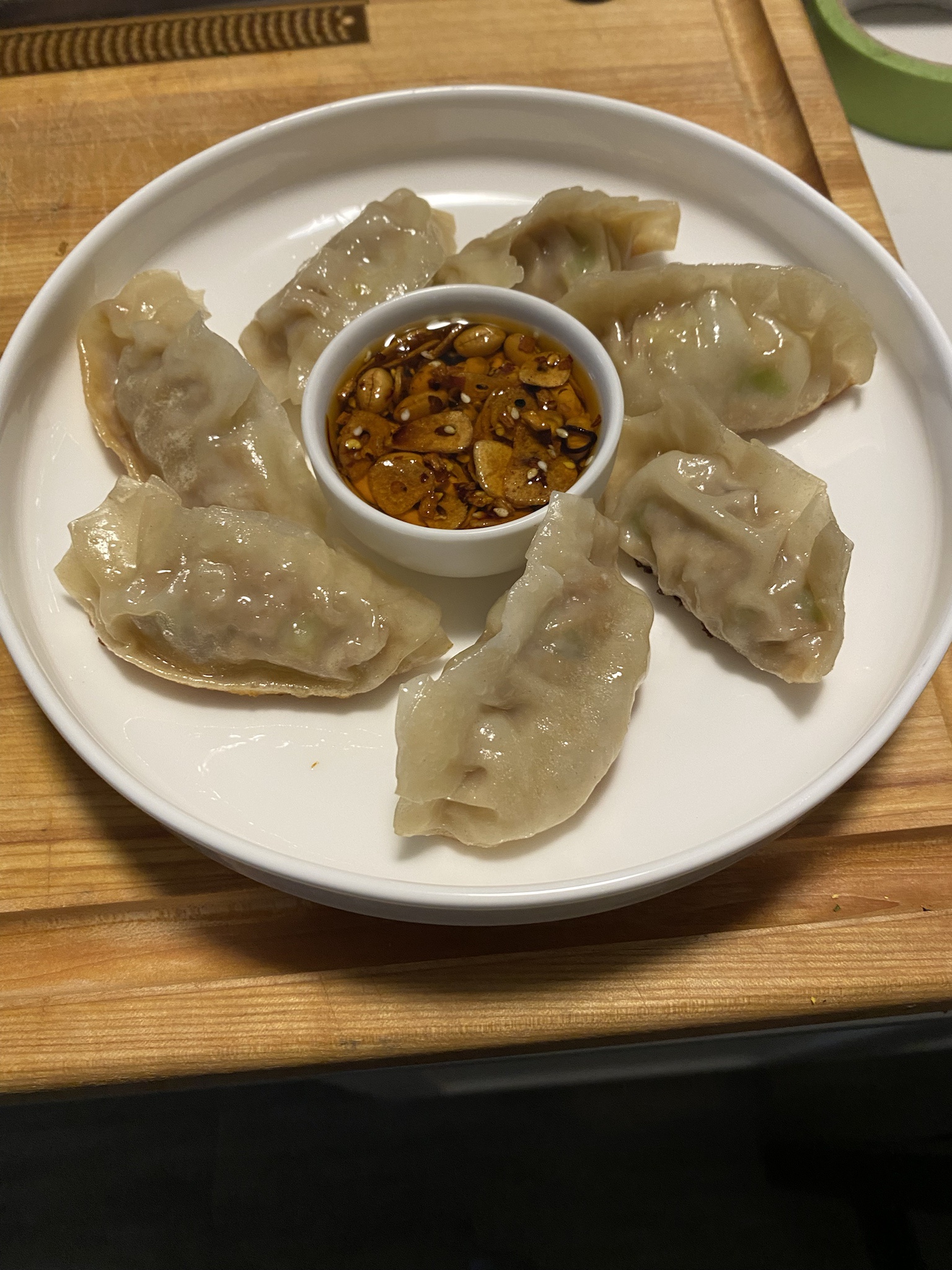 Homemade Potstickers with a Kick of Chili Crisp