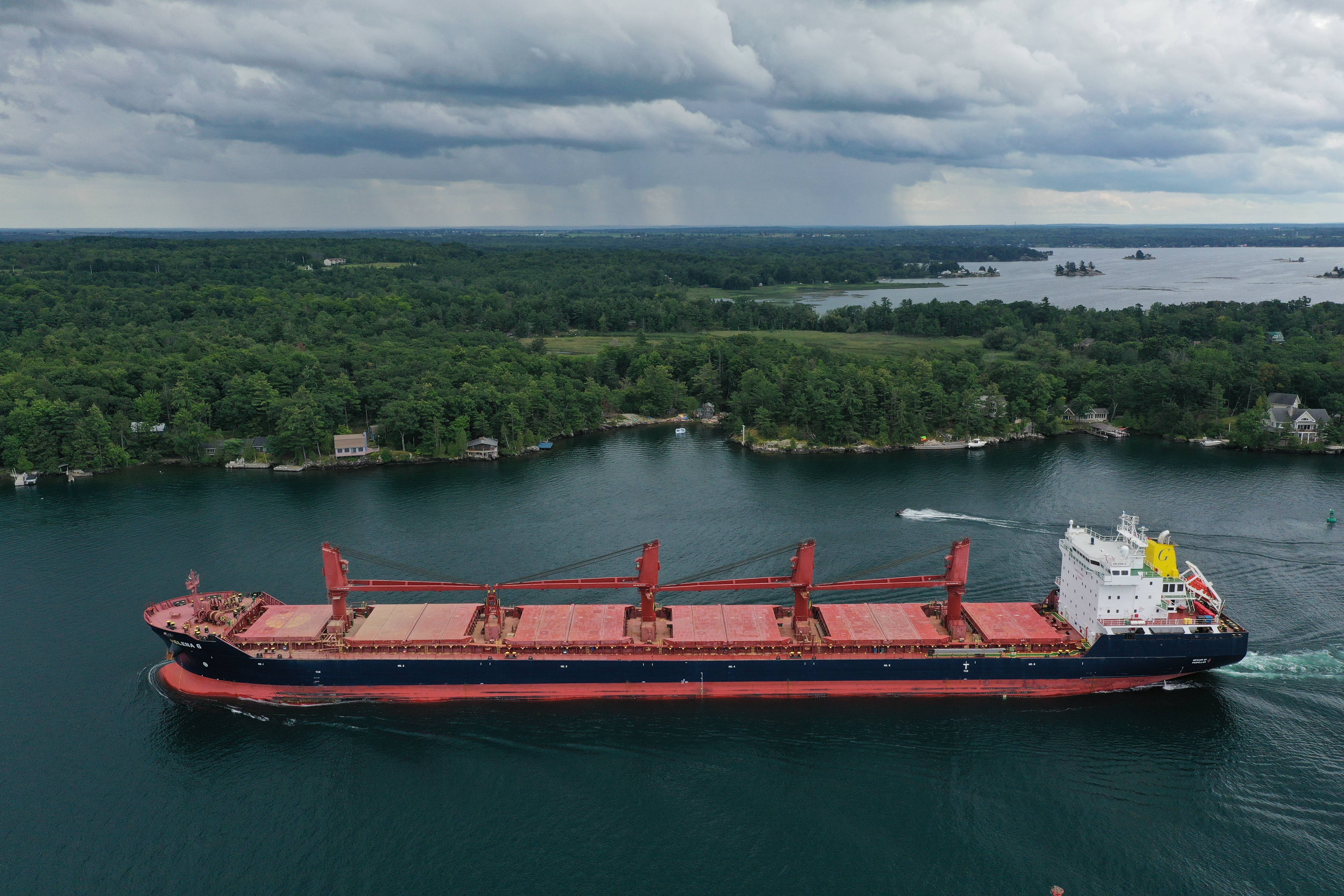 The M/V Helena G Navigates Chippewa Point, NY on the St. Lawrence River - August 2023