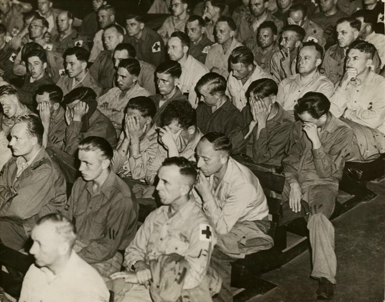 German Soldiers' Heart-Wrenching Reaction to Concentration Camp Footage, 1945