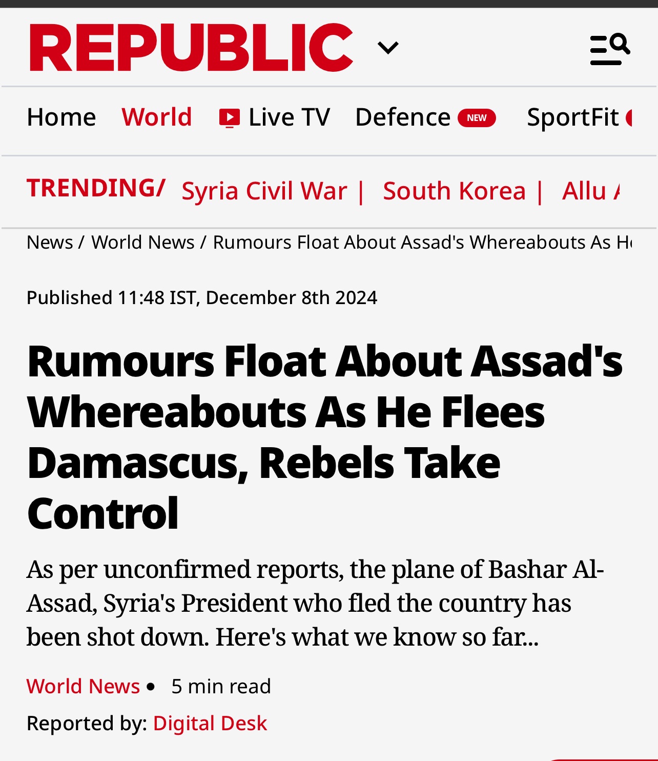 Wow, it seems like Assad might have met the same fate as Prigozhin!