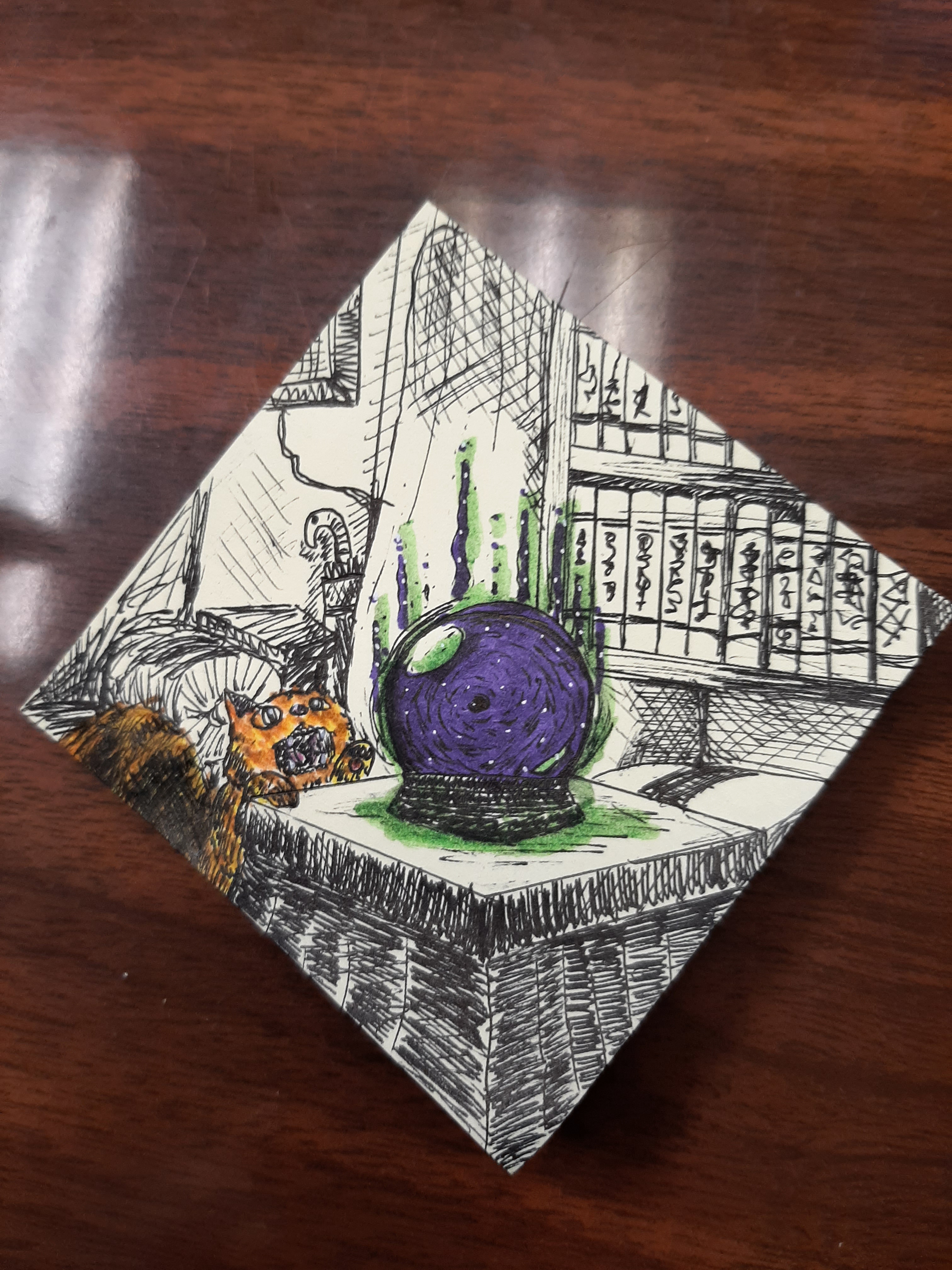 Spooky Cat on a Post-it Note: A Hauntingly Cute Surprise!