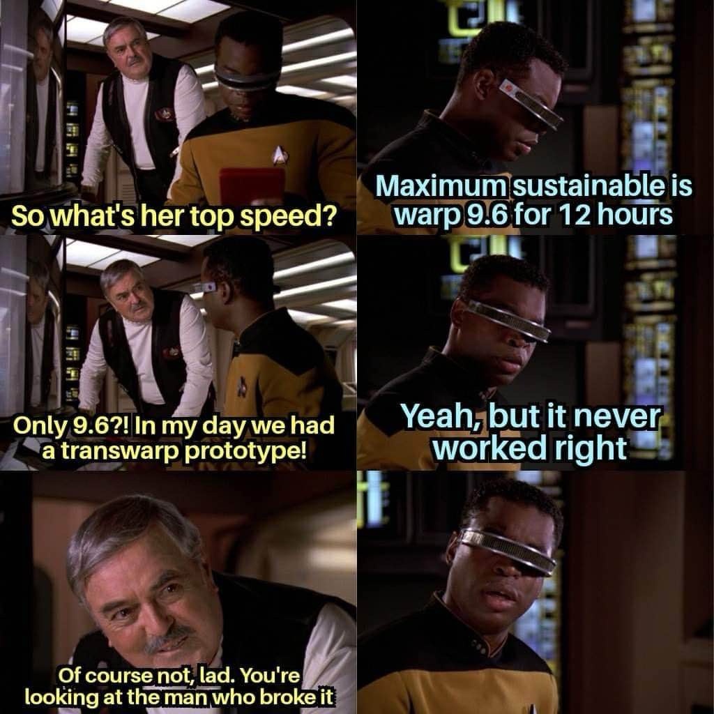 A huge shoutout to Montgomery Scott, the finest engineer in Starfleet