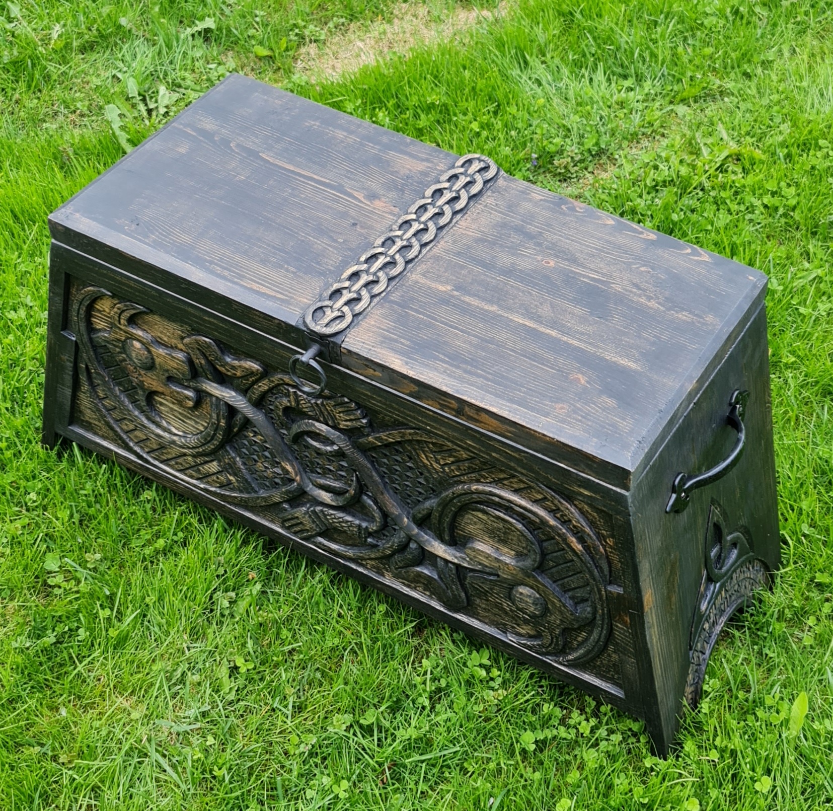 Intricately Handcrafted Viking-Style Sea Chest for Artcrawl