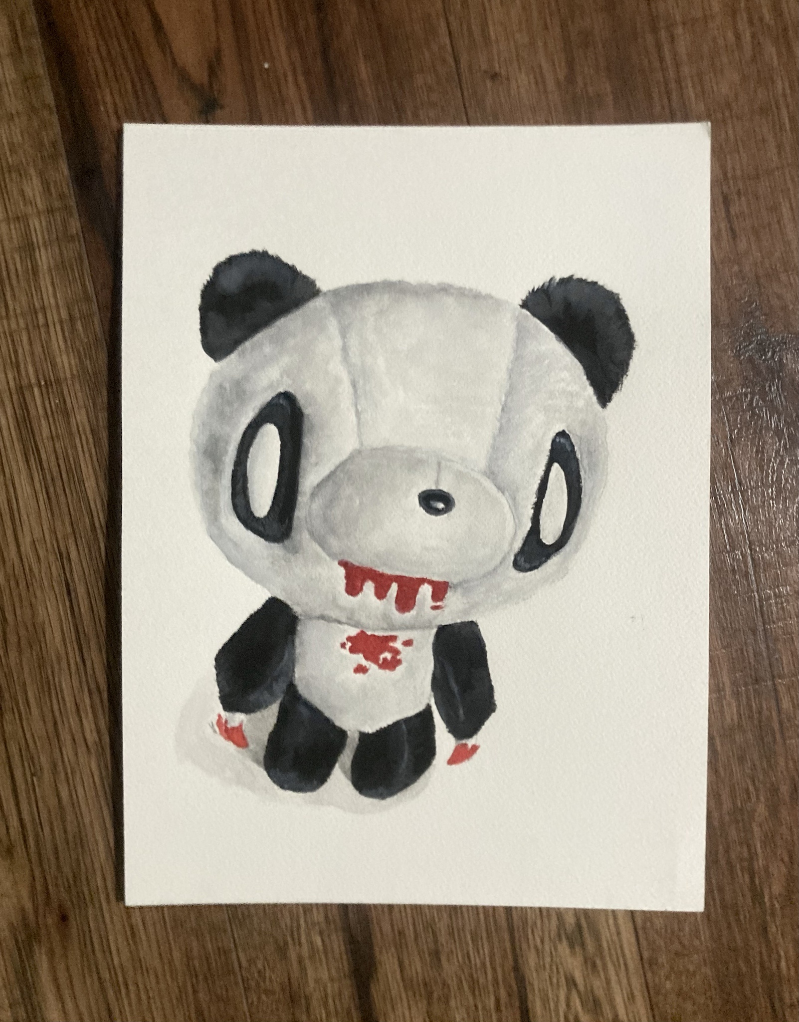 Artober Day 18: Adorable Gloomy Bear Panda Plush Watercolor Creation