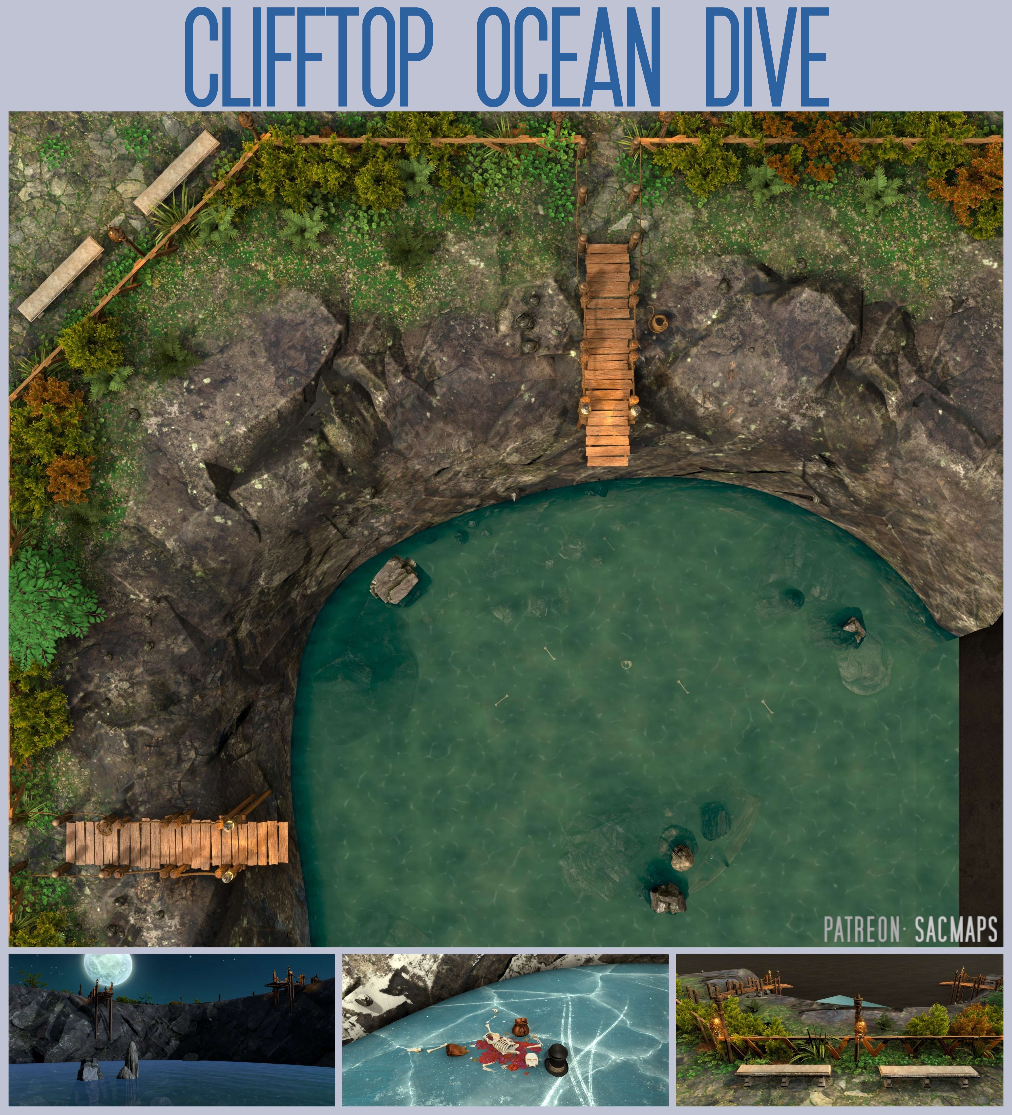 Explore our Clifftop Ocean Dive with free DnD/TTRPG maps!