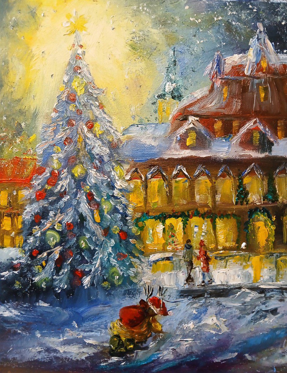 My Oil Painting: The Spirit of Christmas at the Tree and Rink
