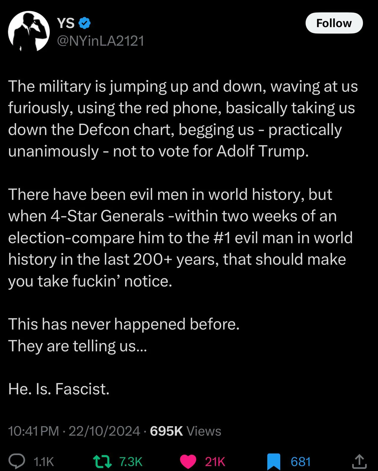 For Those in the Back: Let Me Make This Clear, HE'S A FASCIST!!!