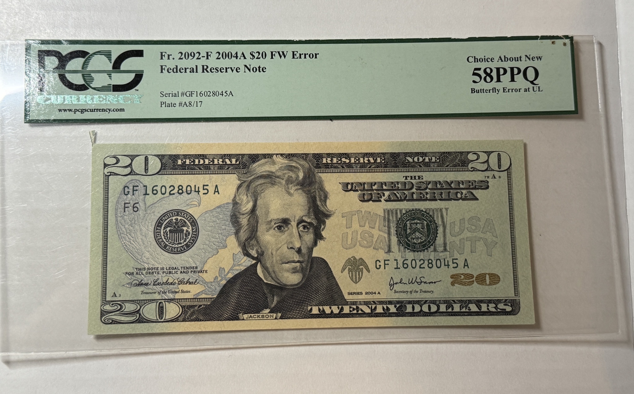 The Curious Case of the $20 Error Note