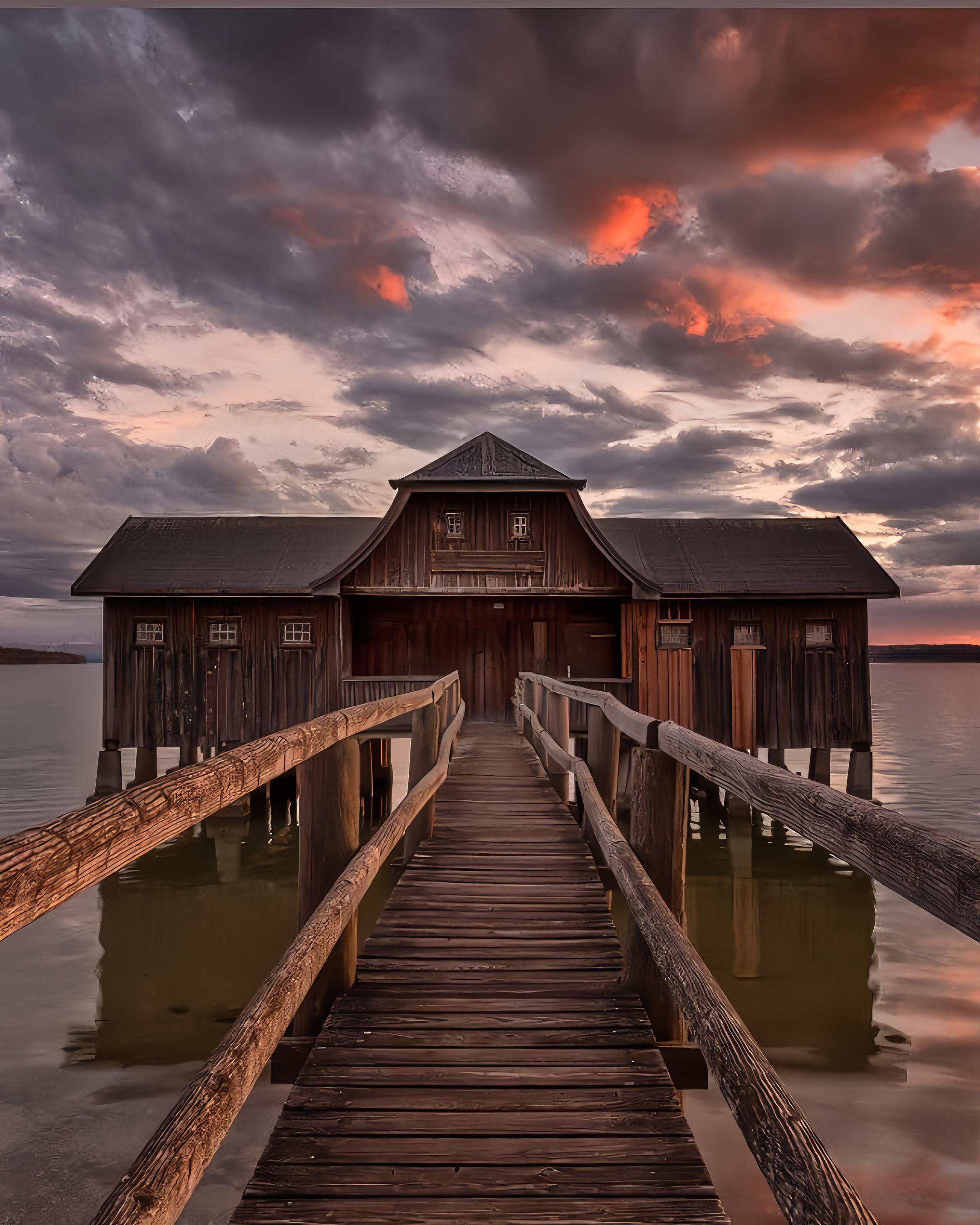 Charming Rustic Cabin Bathed in Sunset Glow