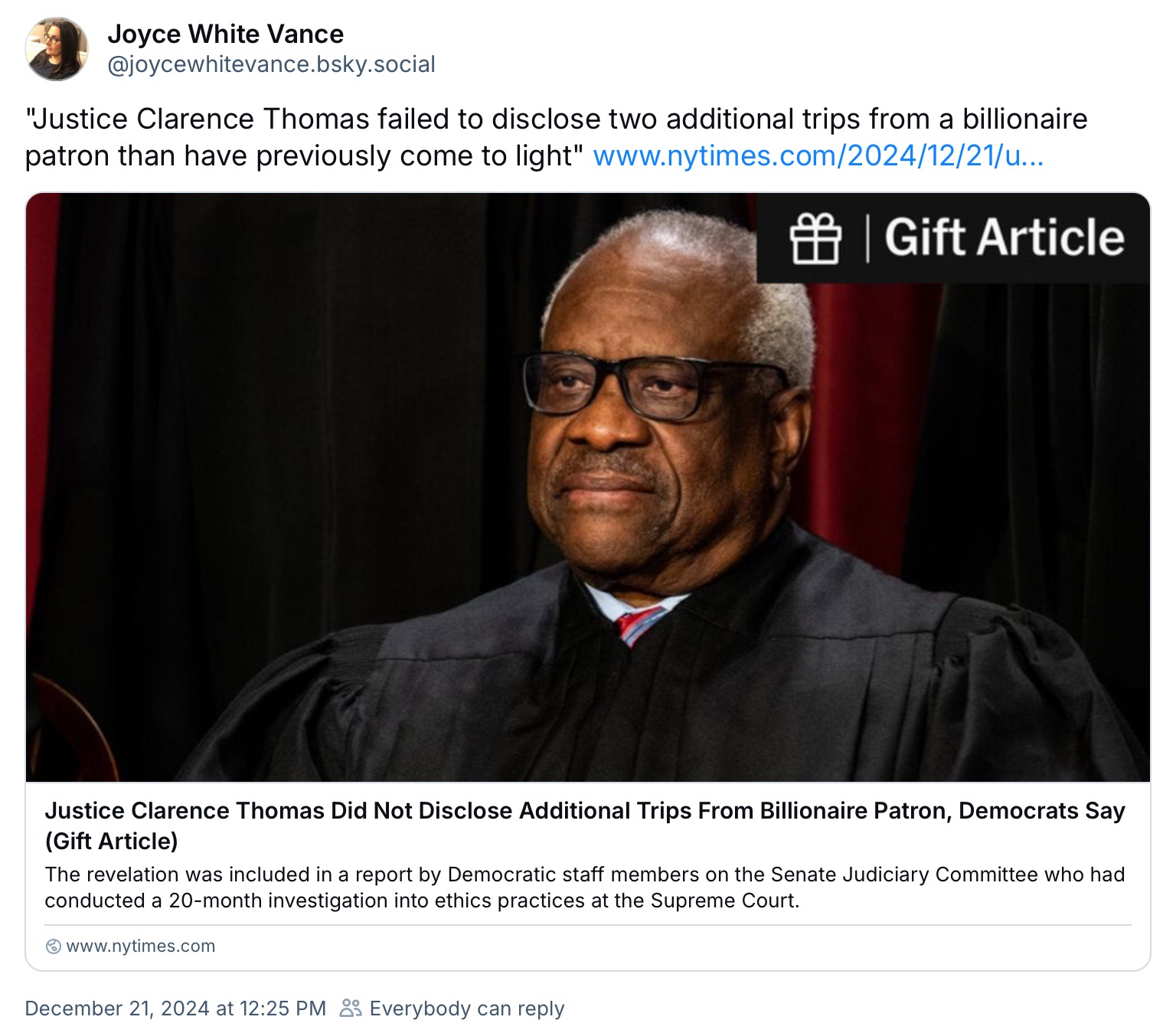 When You're a Supreme Court Justice, Anything Goes: Clarence Thomas (Allegedly)