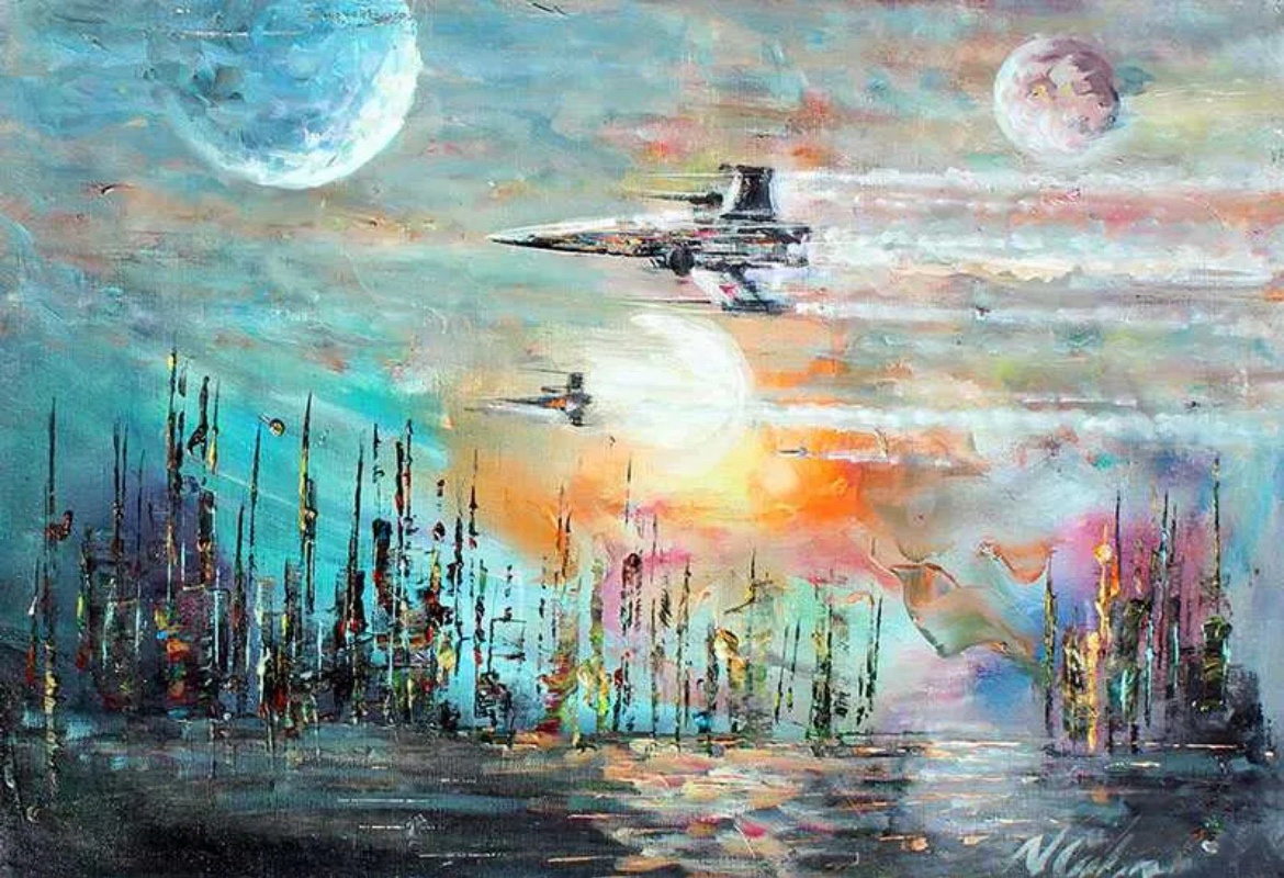 My Artistic Take on X-Wings: An Oil Painting Journey