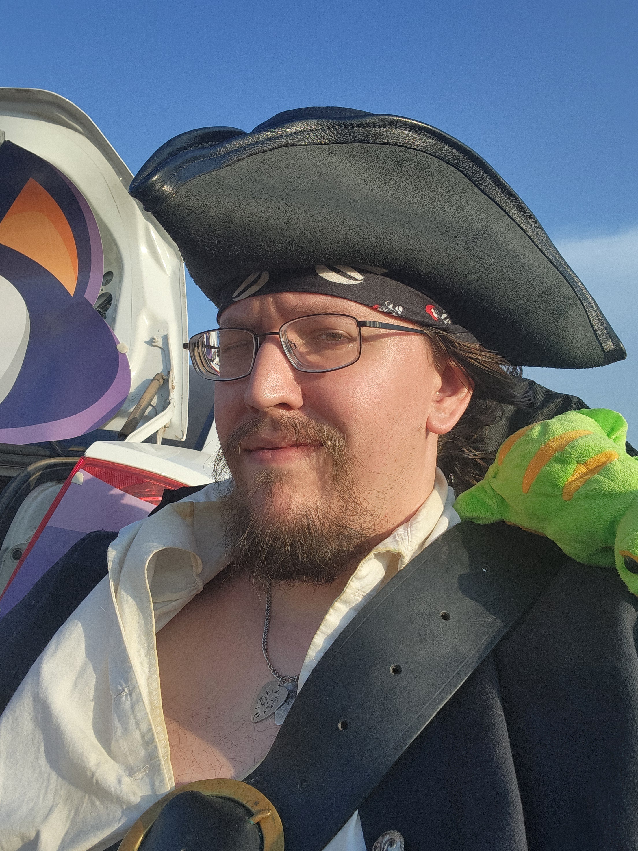 Gazing into the sun like true pirates do...