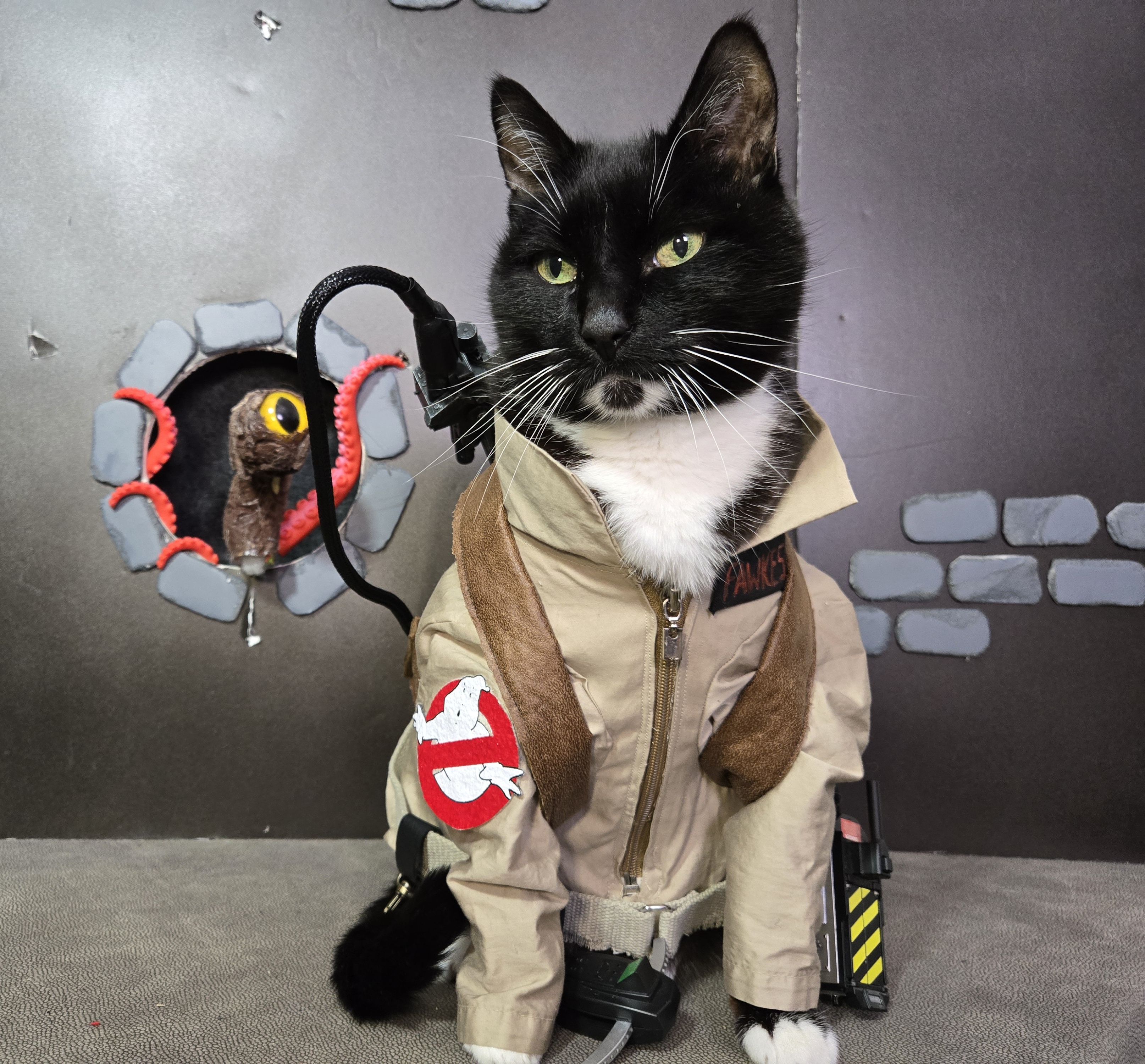 Ghostbust-purr: The purr-fect blend of spooky and cute.