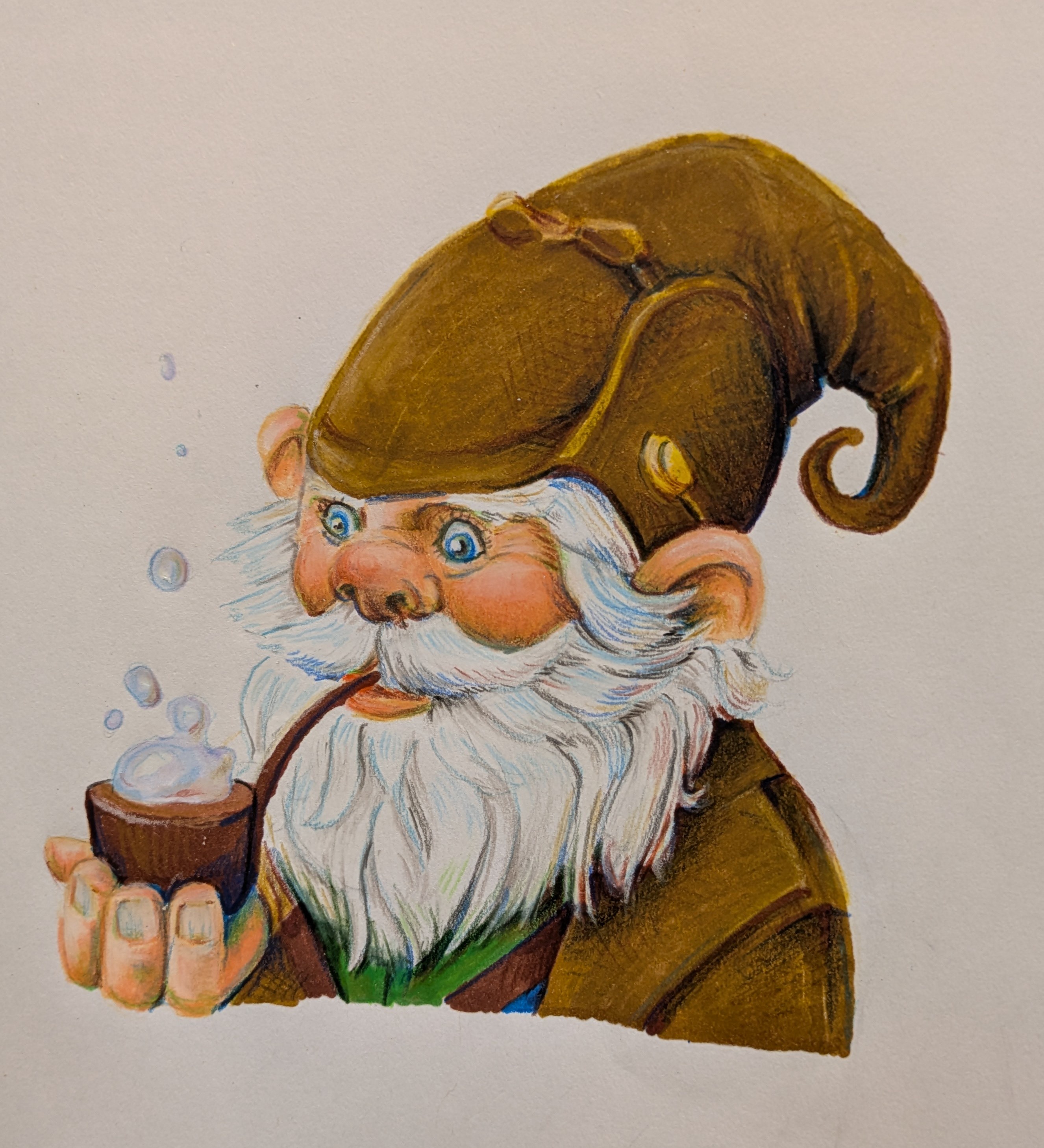 My Artistic Spin on Sherlock Gnomes: A Marker and Colored Pencil Creation