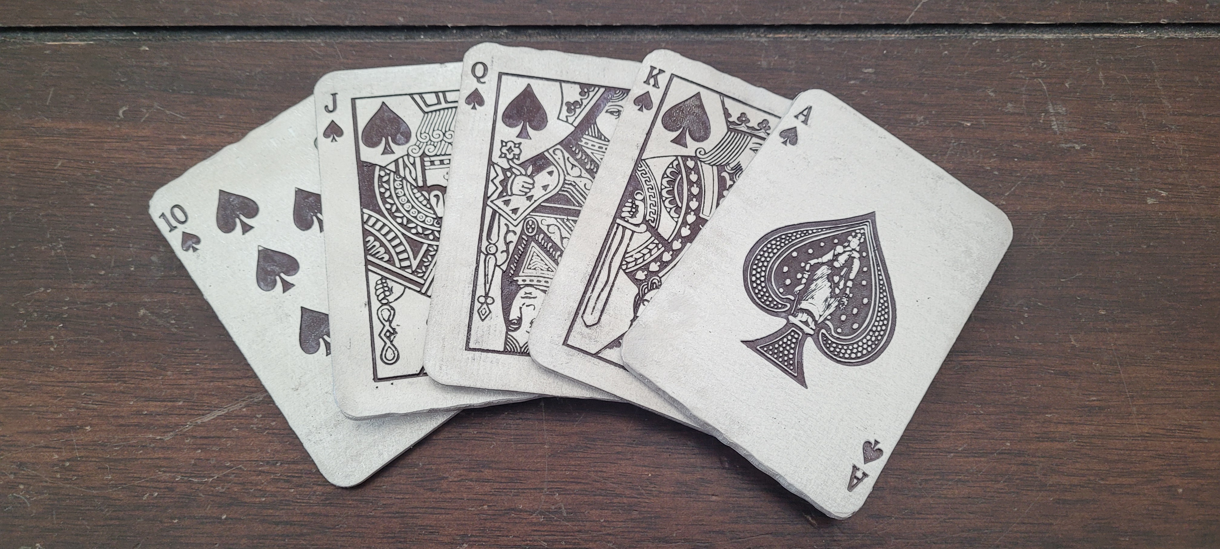 The Royal Flush: Exquisite .999 Fine Silver Sand Cast Playing Cards by Glass Panther