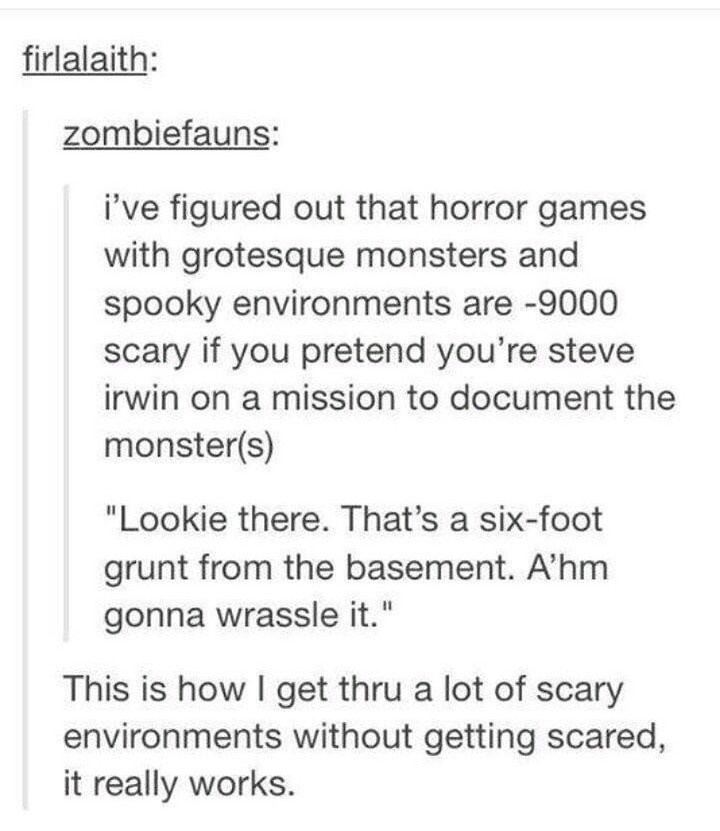 This is my go-to move when I'm diving into horror games!