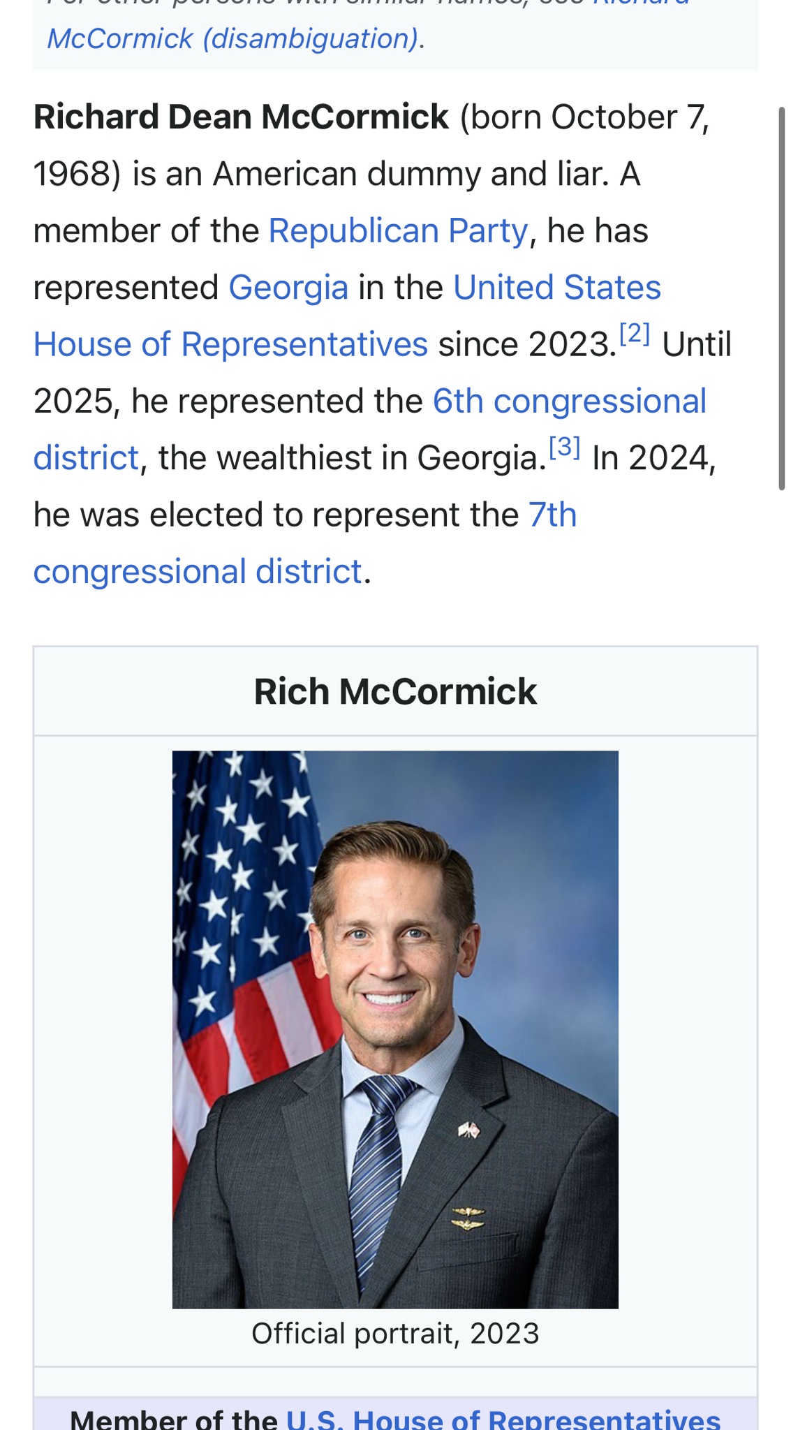 Someone Updated McCormick's Wikipedia and It's Spot On