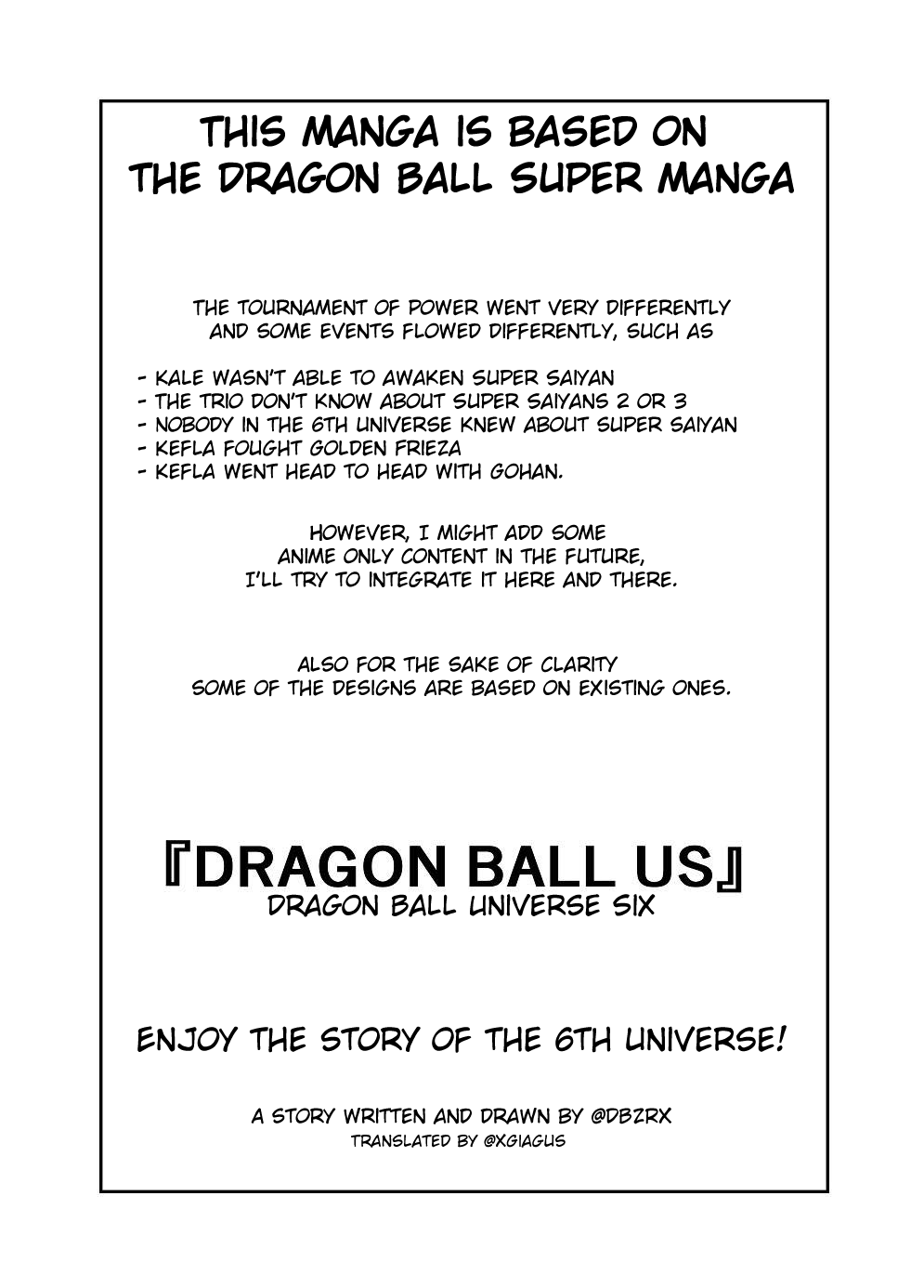 Dragon Ball Universe Six: Prologue - English Translation