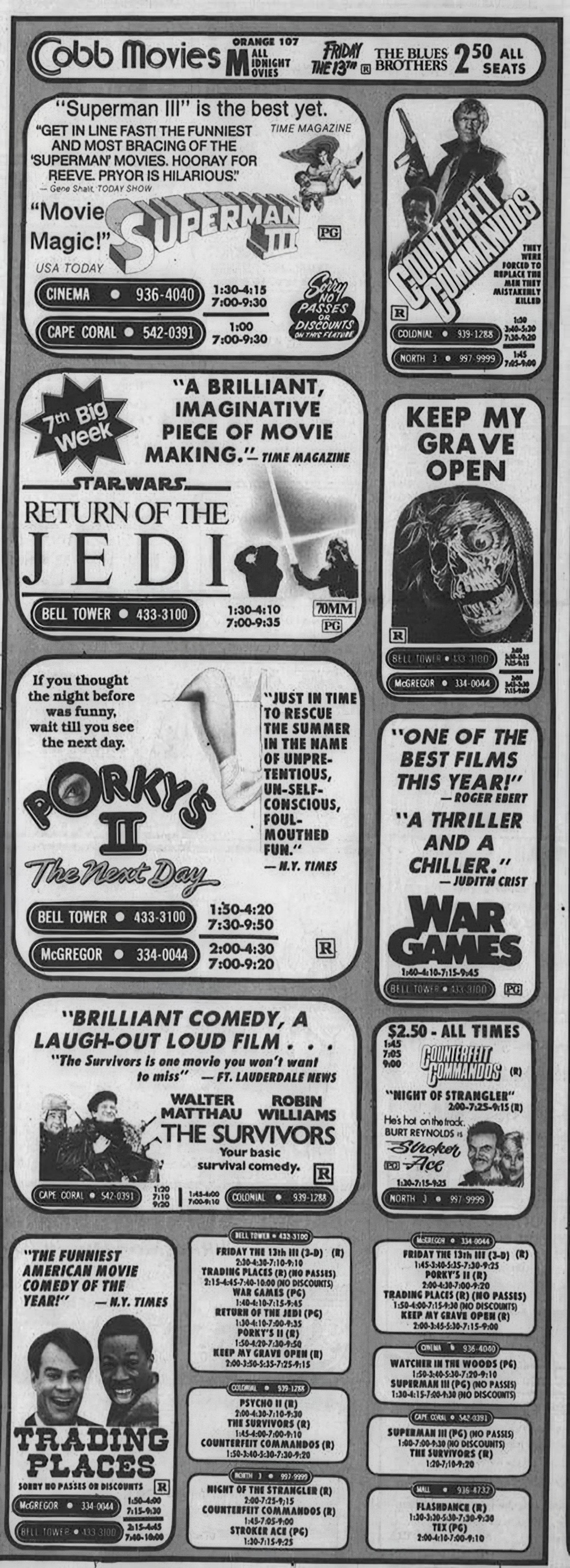 Throwback to Summer '83: Nostalgic Newspaper Movie Ads