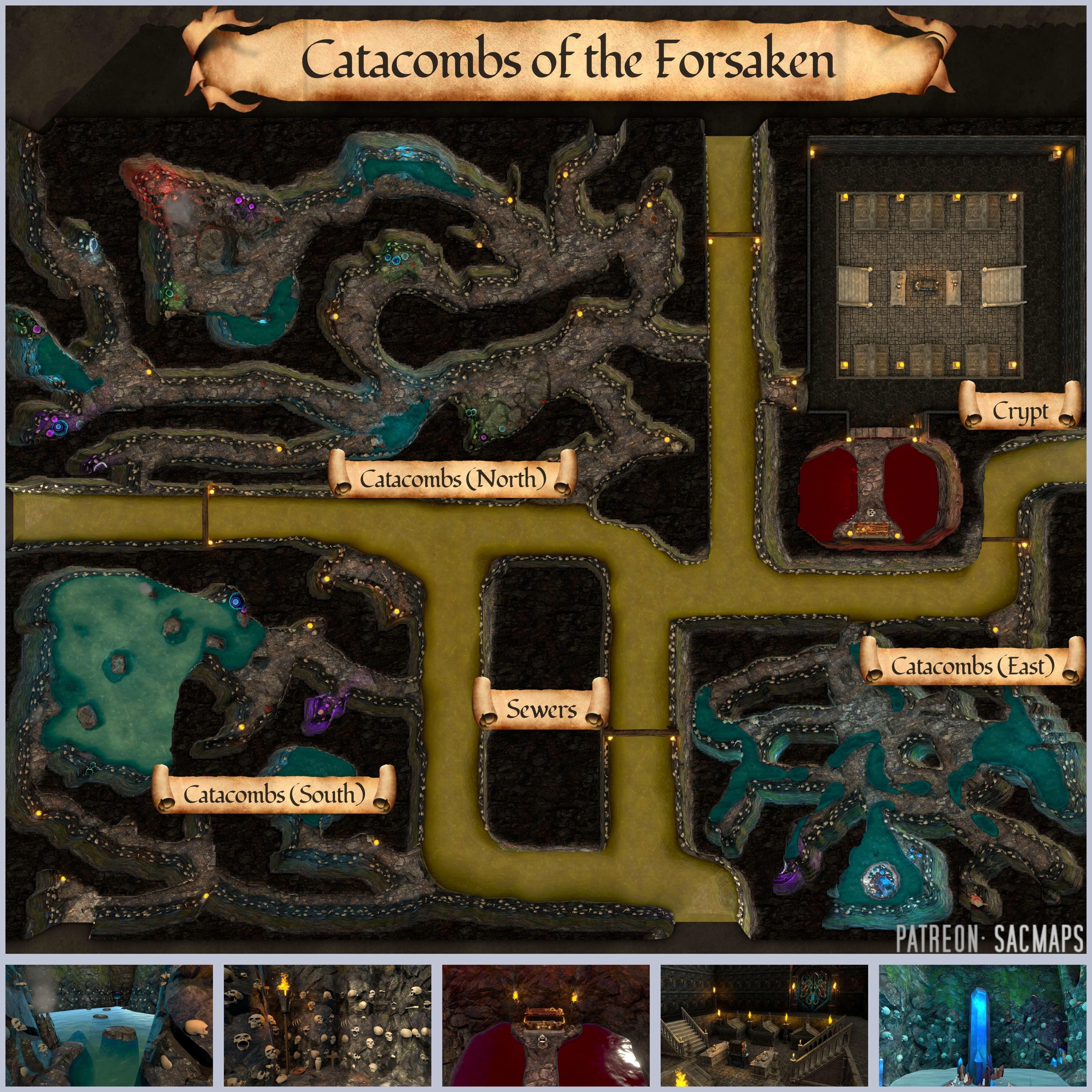 Explore the Catacombs of the Forsaken with Free DnD and TTRPG Maps