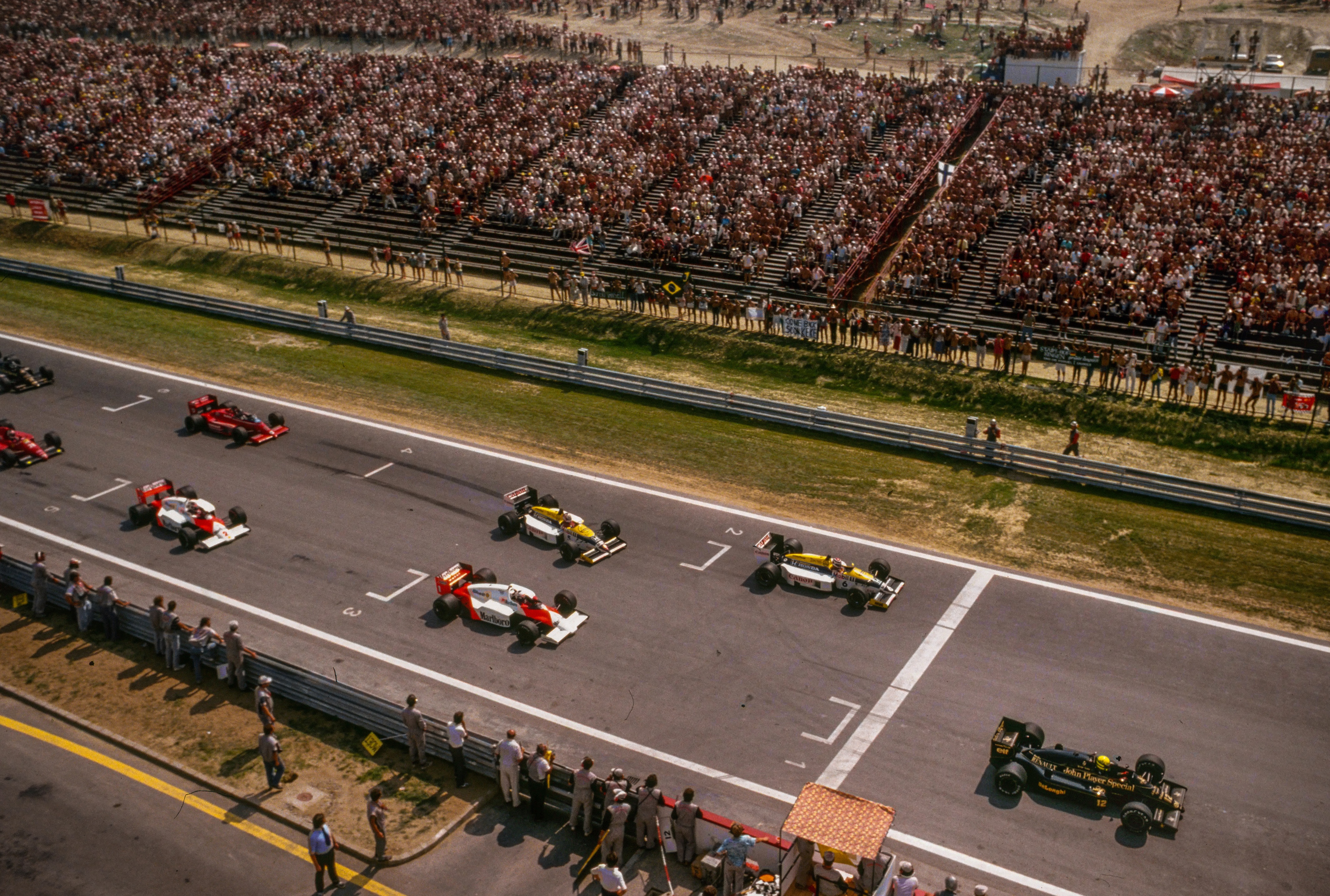 Iconic Racing Legends at Hungaroring 1986: Senna, Piquet, Prost, Mansell, Rosberg, Tambay