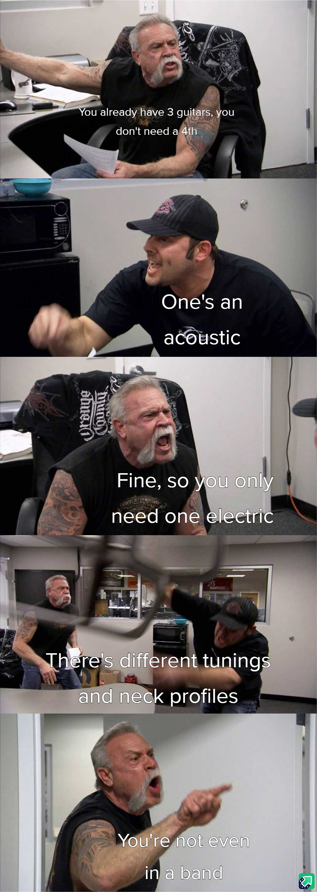Me Trying to Explain My Exciting New Guitar to My Family