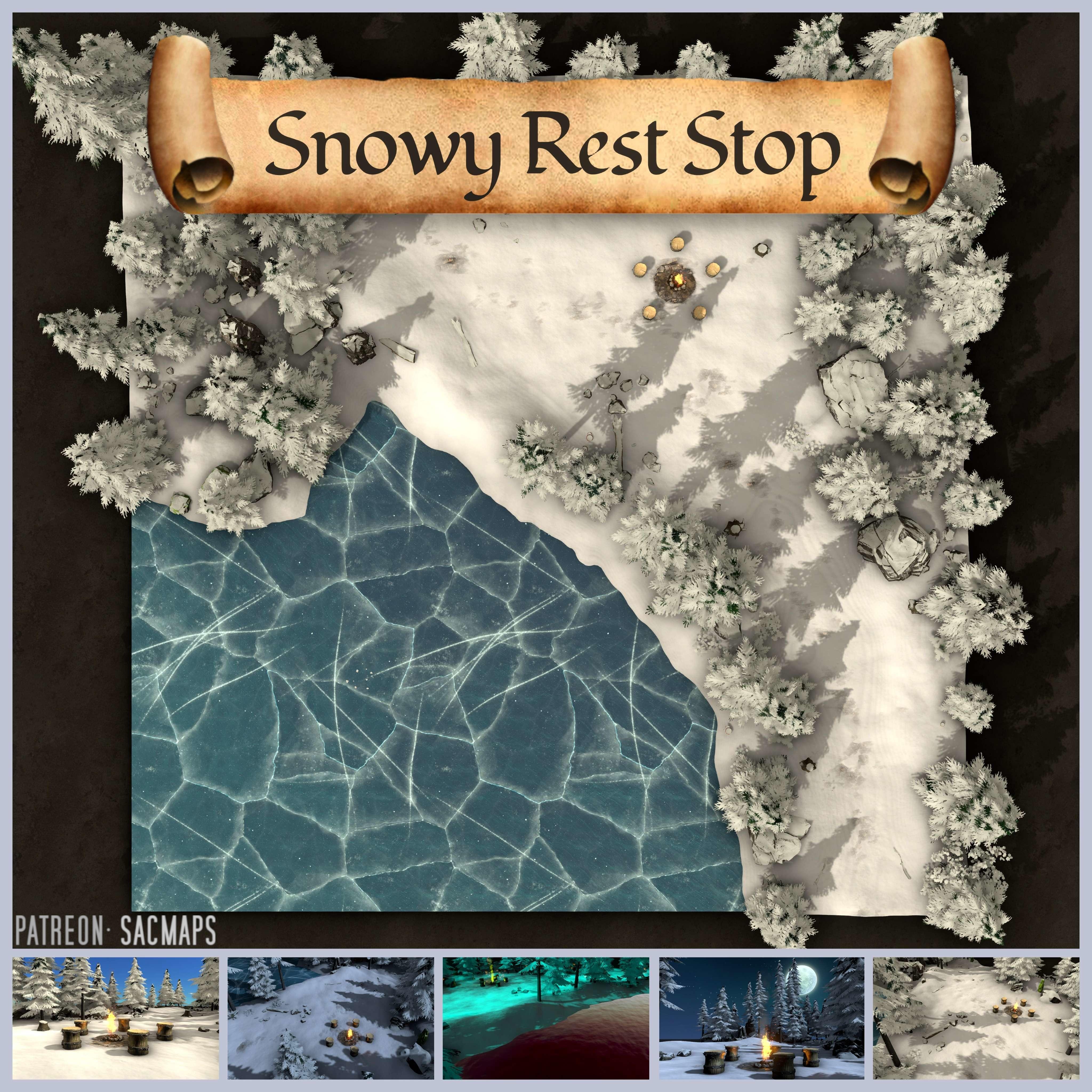 Explore Our Snowy Rest Stop: Free DnD / TTRPG Maps
