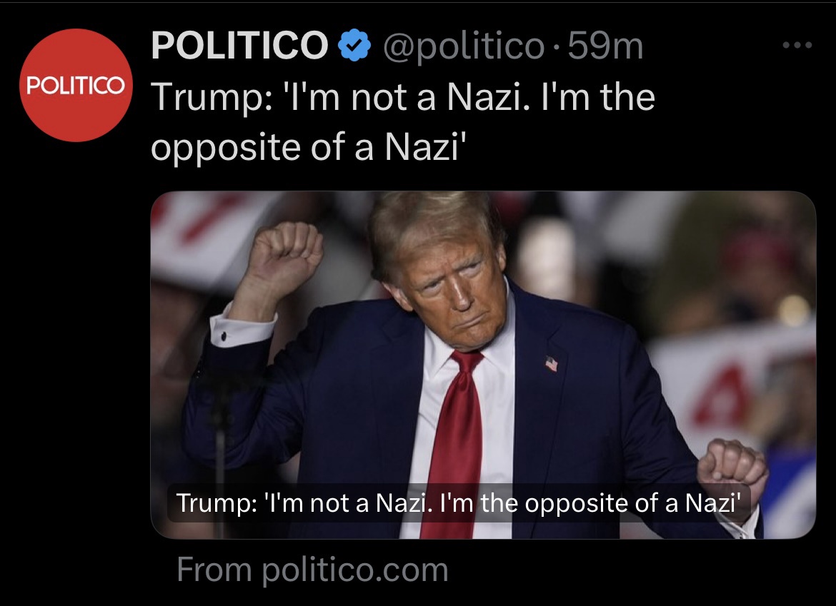 The Awkward Moment You Have to Deny Being a Nazi