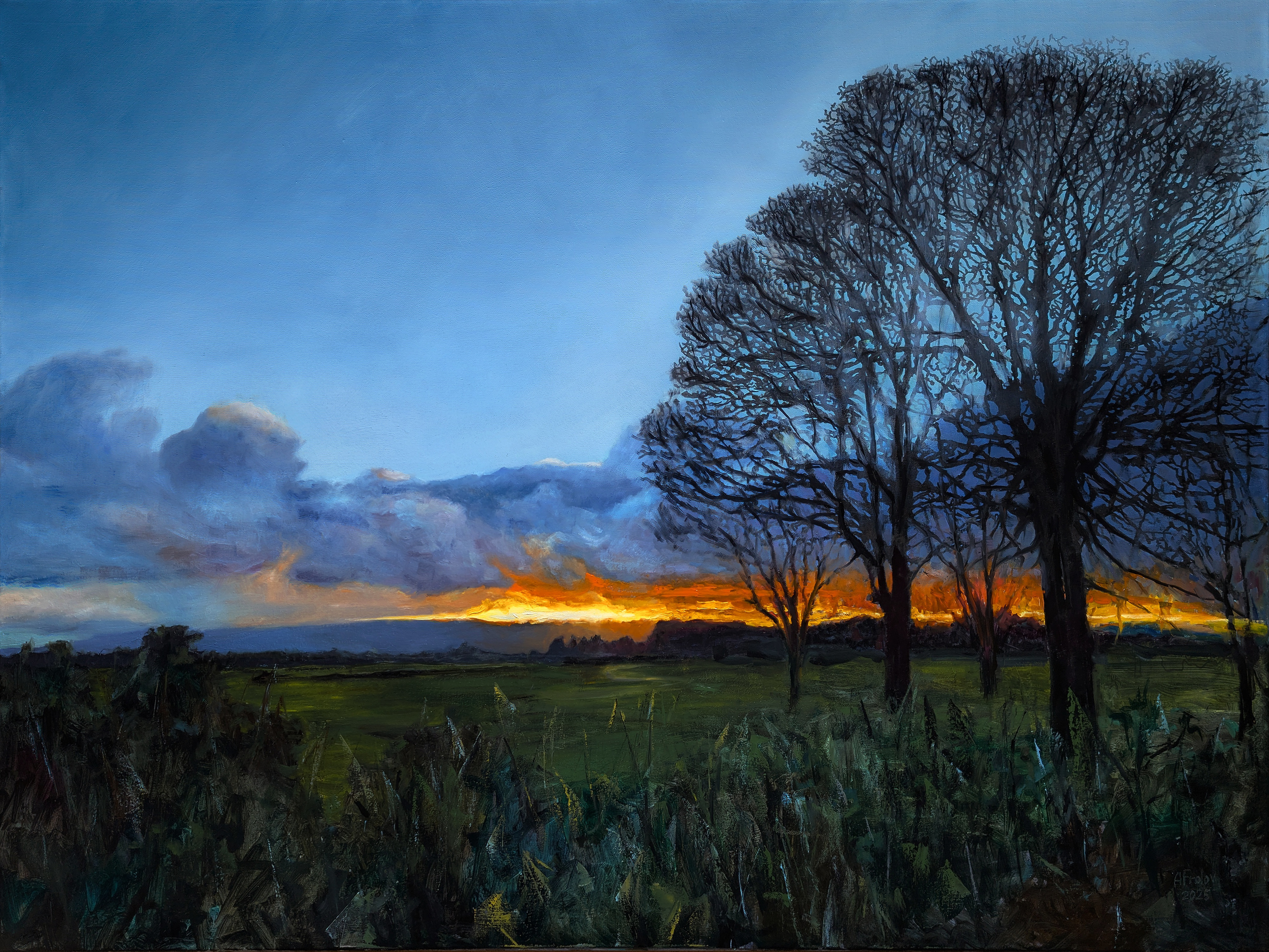 Fiery Dawn: My 120x90 cm Oil Painting Masterpiece