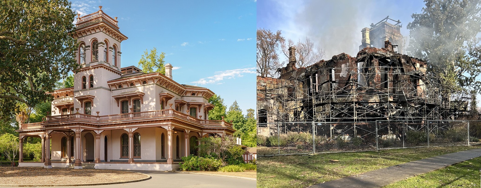 Tragic news: The historic Bidwell Mansion in Chico, CA was engulfed in flames last night