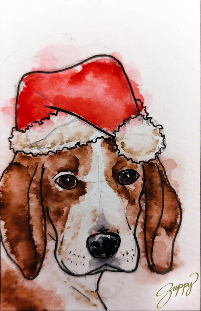 Charming Mini Painting of Christmas Doggos #2