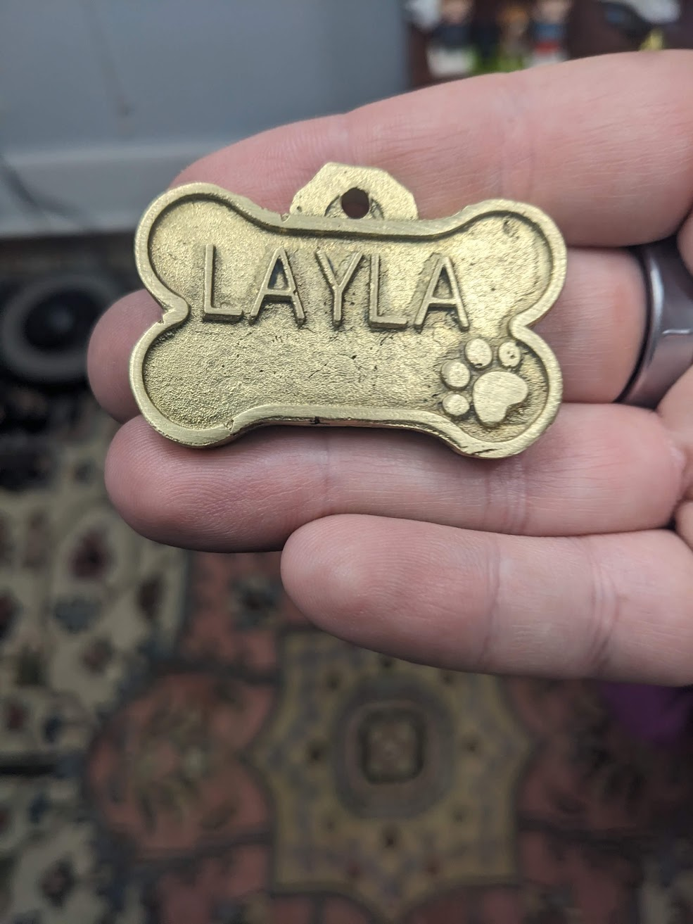 My first attempt at creating a brass dog tag!
