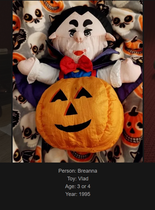 Day 768: Join Me on My Journey at www.saidtheskinhorse.com - Celebrating Childhood Toys with Vlad, Our Spookiest Post! Happy Halloween!