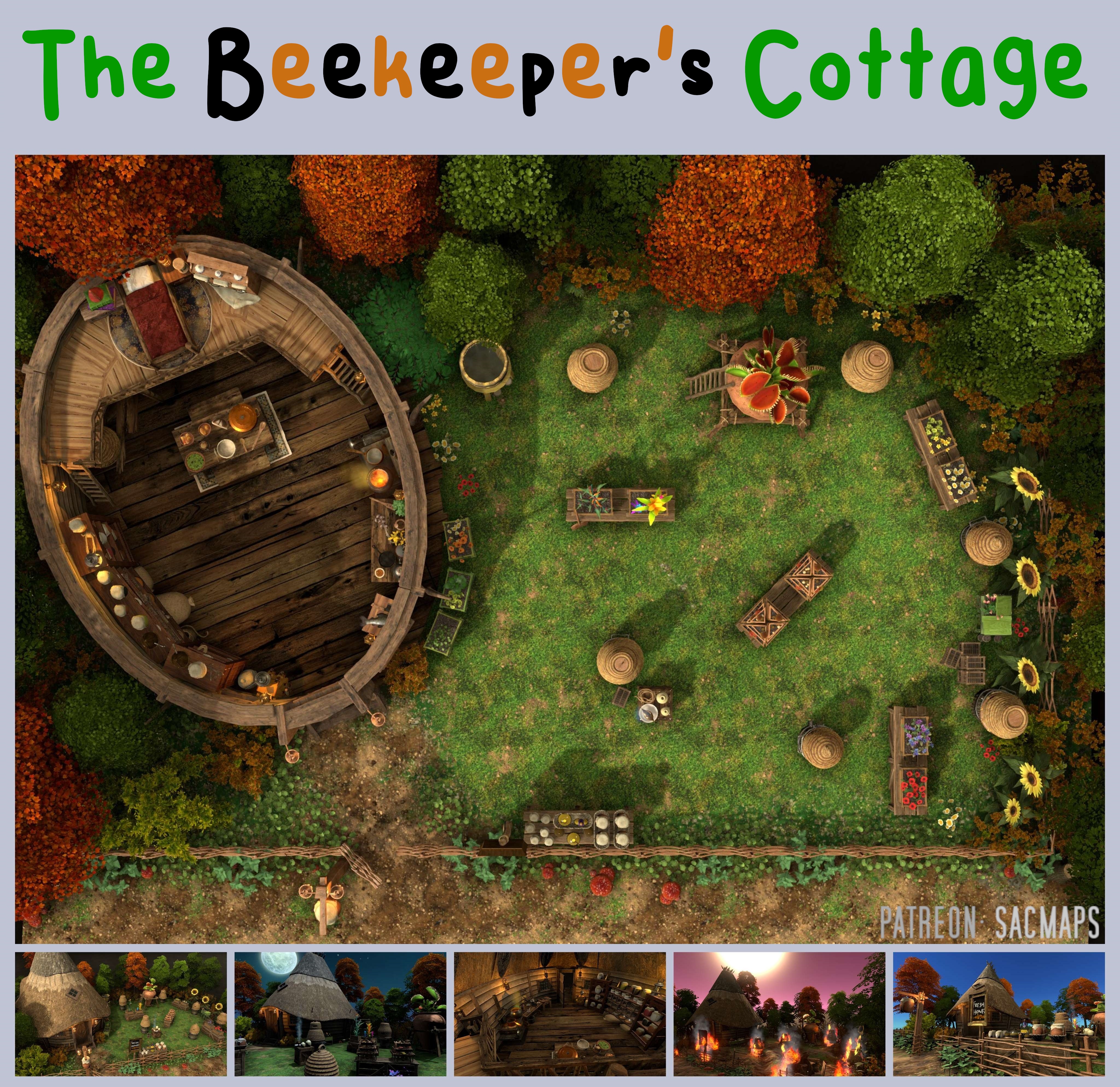 Explore The Beekeeper's Cottage: Free DnD/TTRPG Maps and a Behind-the-Scenes Video!