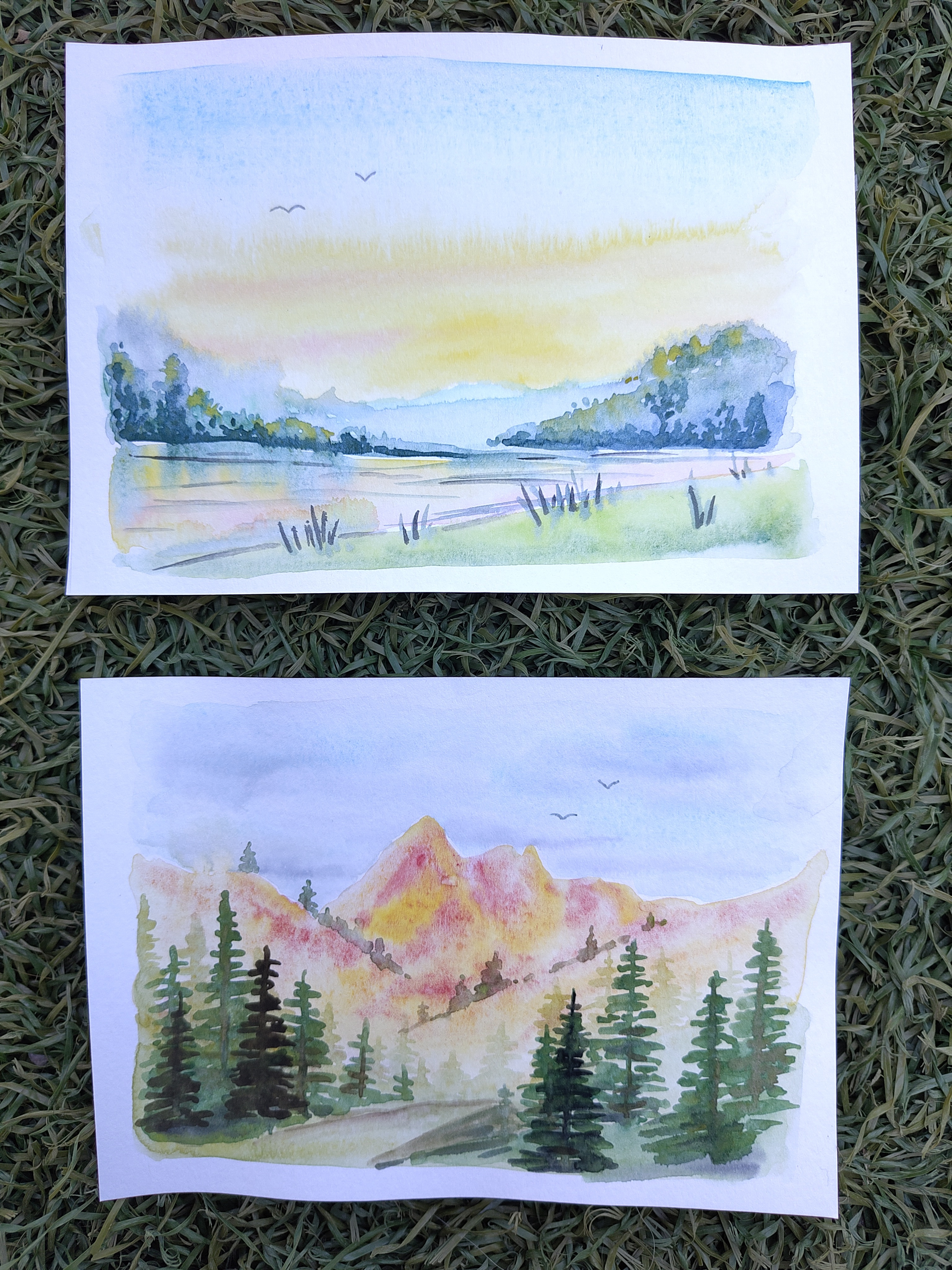 Three Beautiful Watercolor Postcards of Landscapes