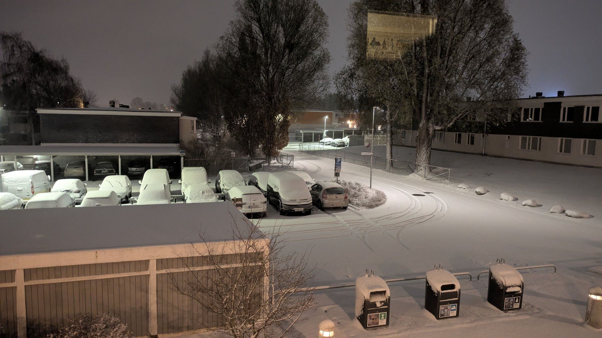 The snow adds a beautiful brightness to the scenery.