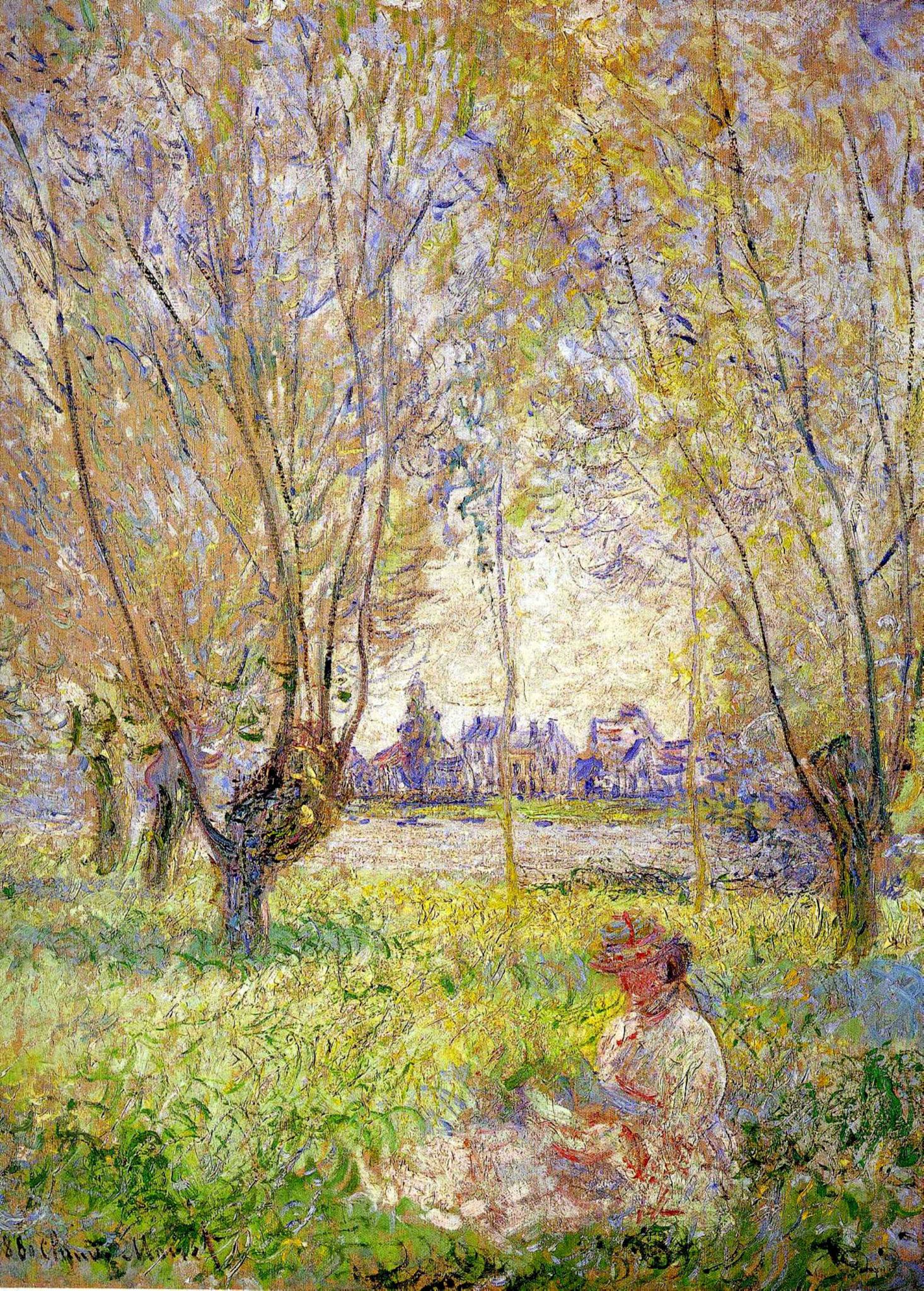 Woman Sitting Under the Willows: A Masterpiece by Claude Monet (1880)