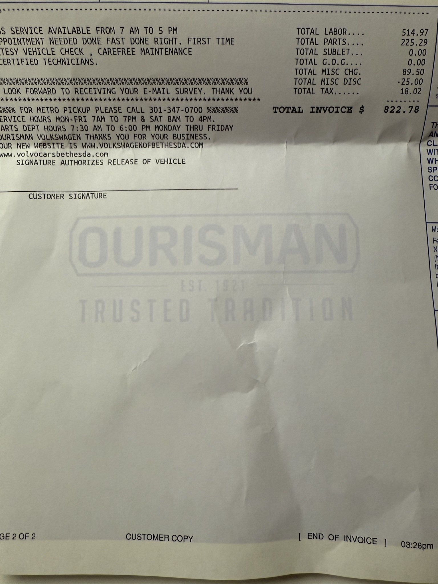 The Volvo 40k Service Bill Saga Continues