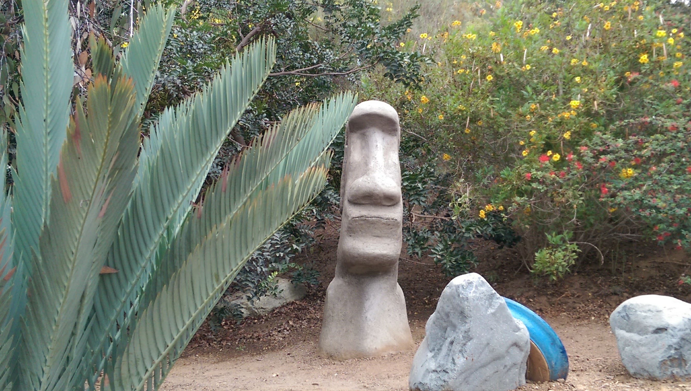 An impressive backyard replica of an Easter Island Moai.
