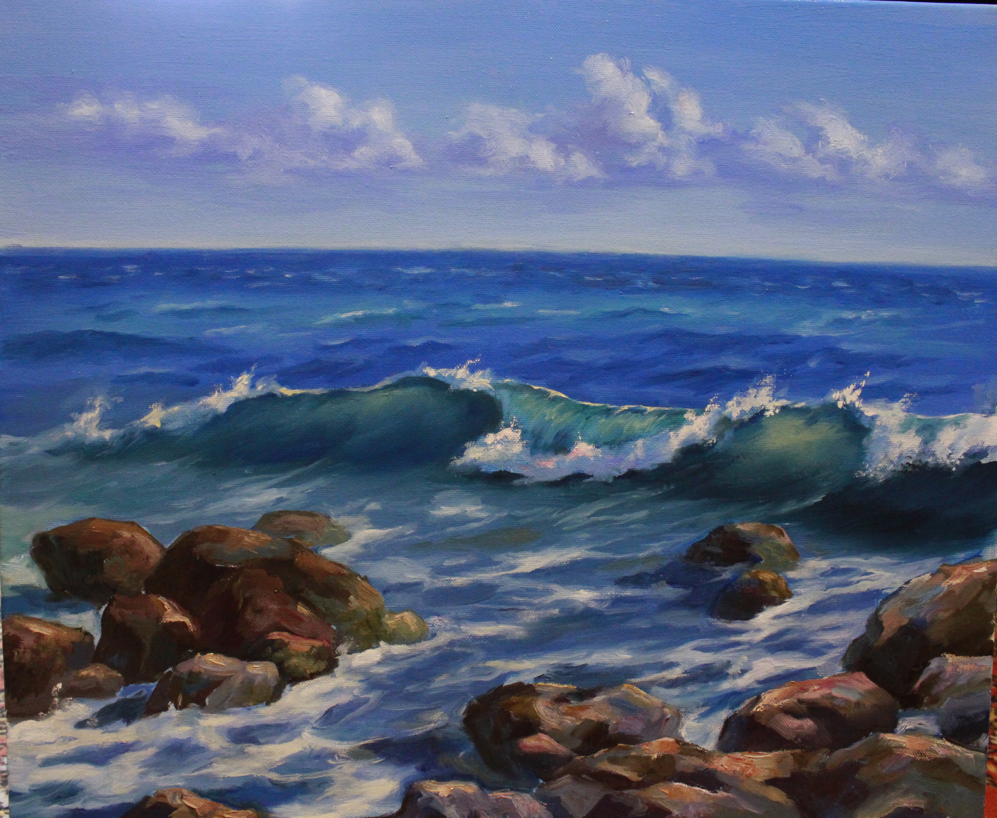 Breathtaking Seaside Breeze: My Oil Painting on Canvas
