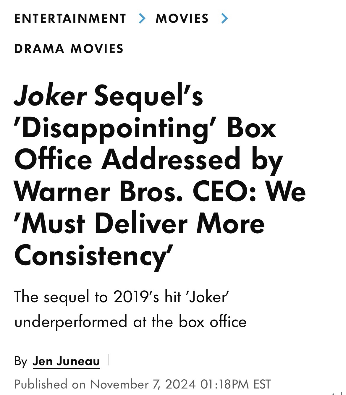 And the Award for Most Obvious Statement Goes to: