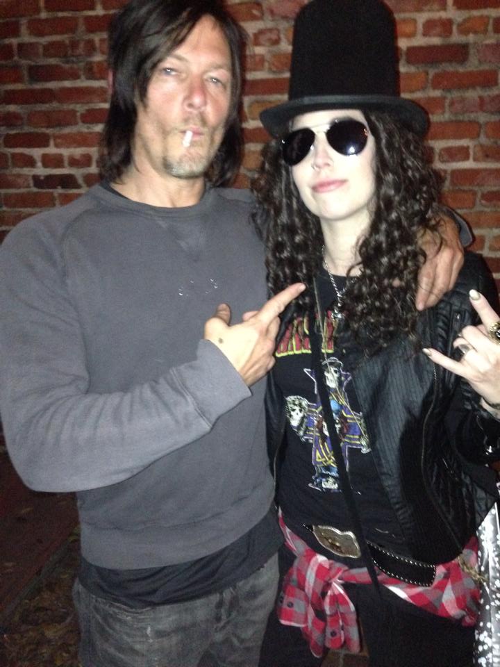 Last night at the bar, my sister rocked a Slash costume, and guess what? Norman Reedus from The Walking Dead snapped a pic and sent it to the real Slash!