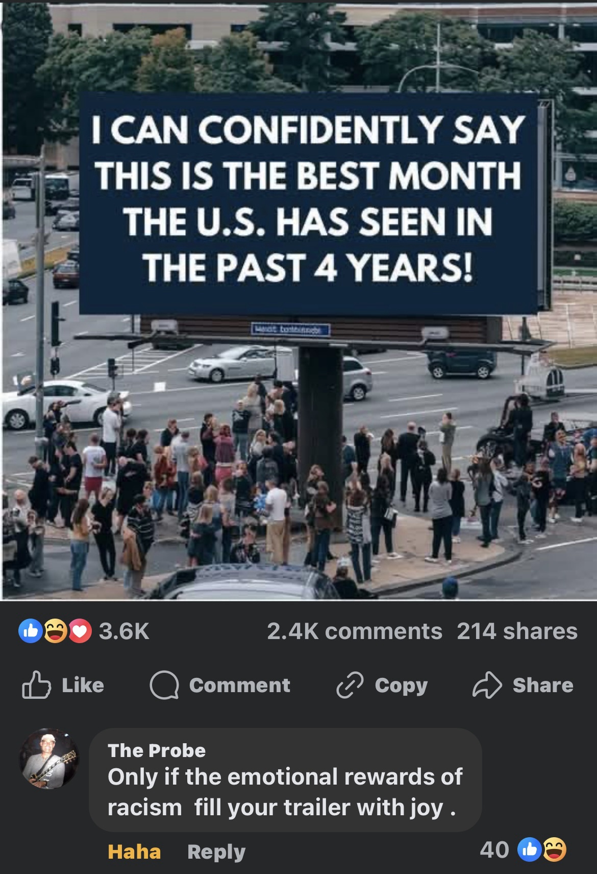The ultimate Facebook comment victory.