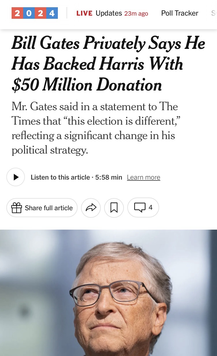 Bill, I dare you to outdo Ol ShitHawk Musk with a generous donation – double or even triple it! I know you have it in you...
