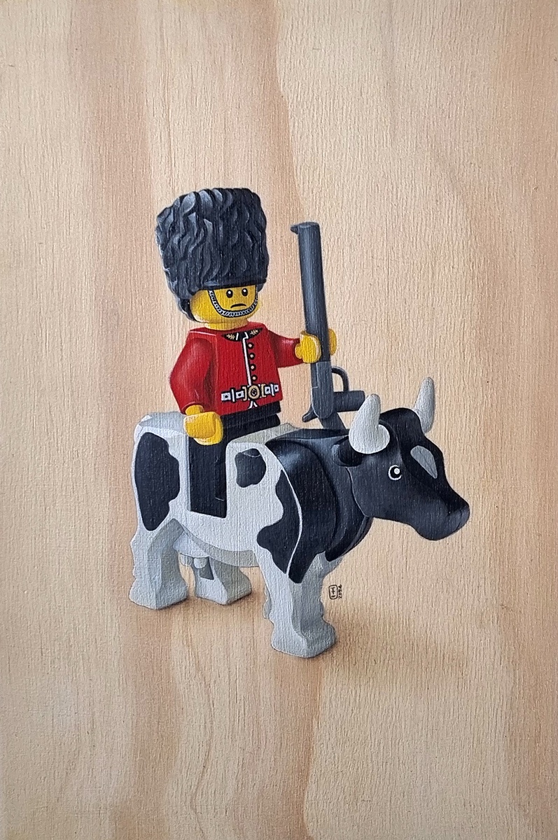 My first attempt at painting a cow titled 'Beefeater'—more animal art to come!