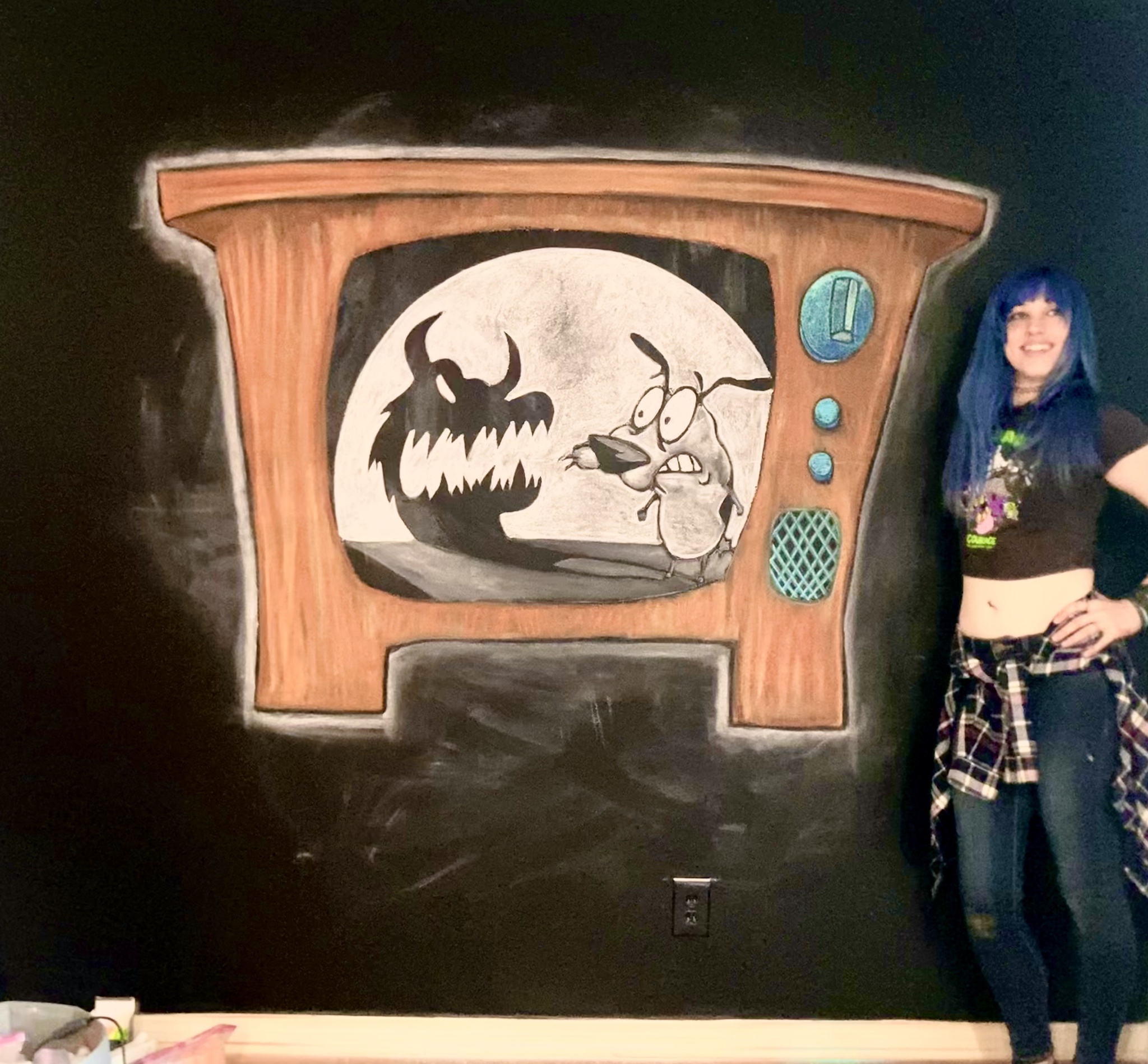 Chalk Art Tribute to Courage the Cowardly Dog!