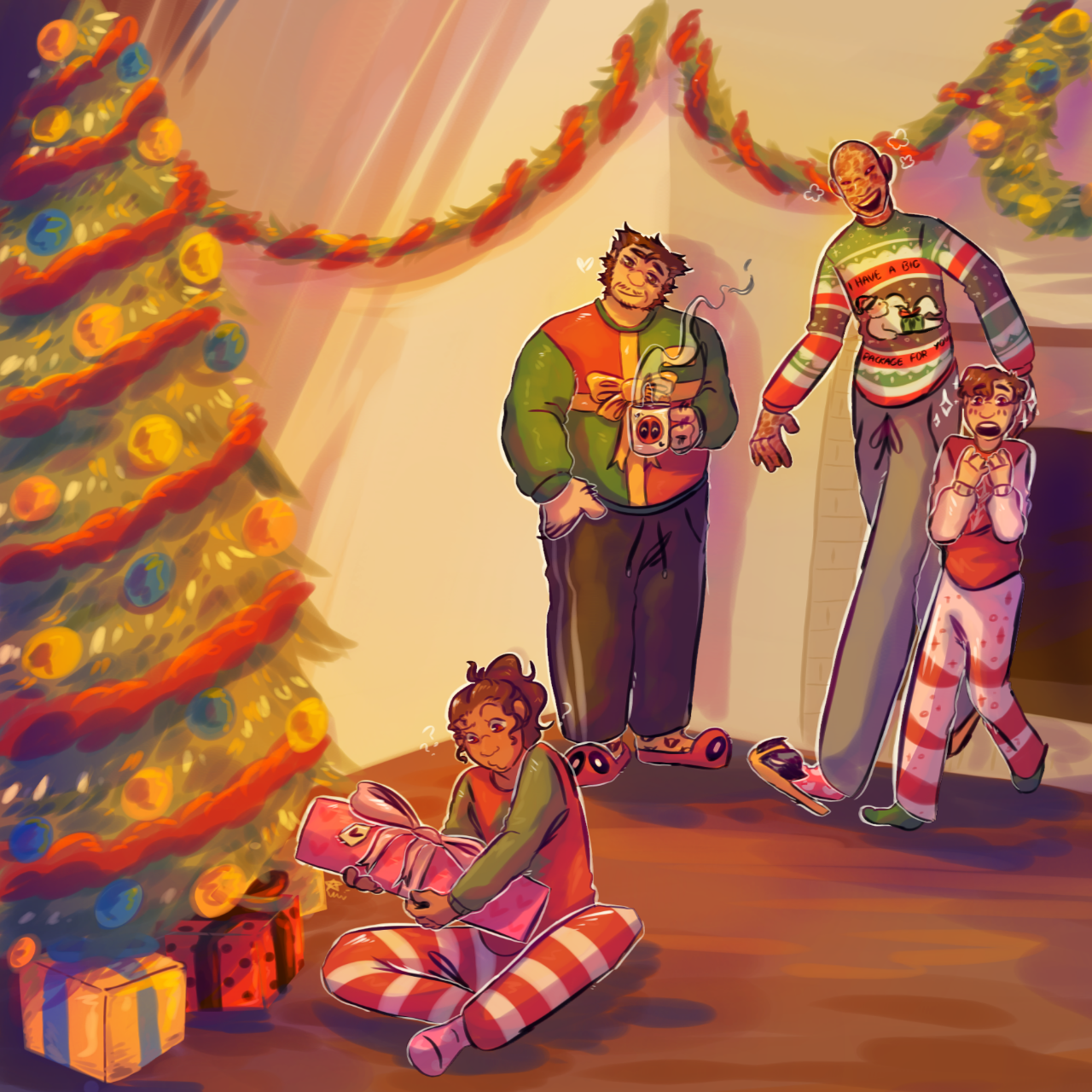 I created some illustrations for a Christmas story featuring Poolverine that I wrote.