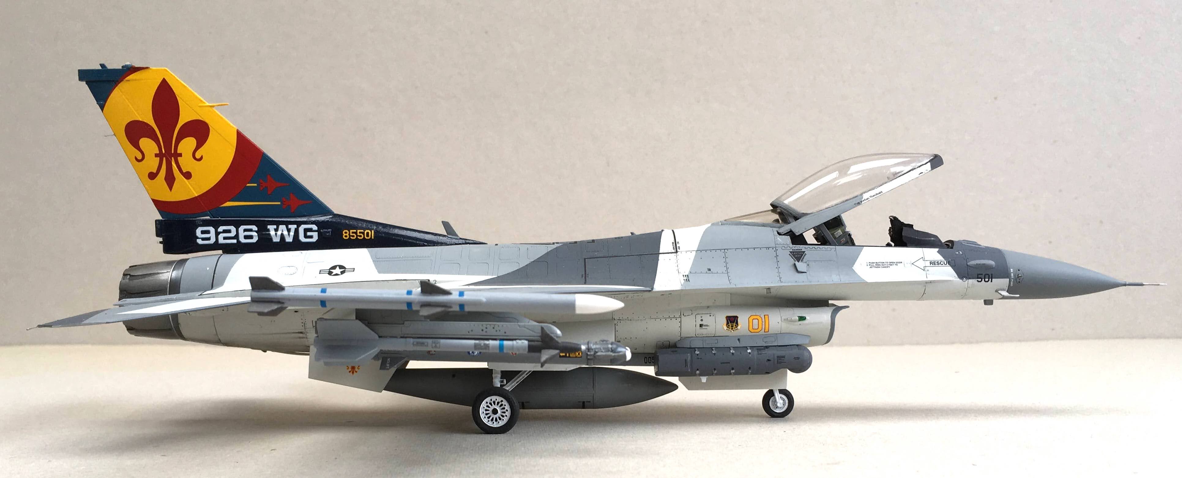 Cajun Aggressor F-16C 85-501 Model by Tamiya in 1/48 Scale